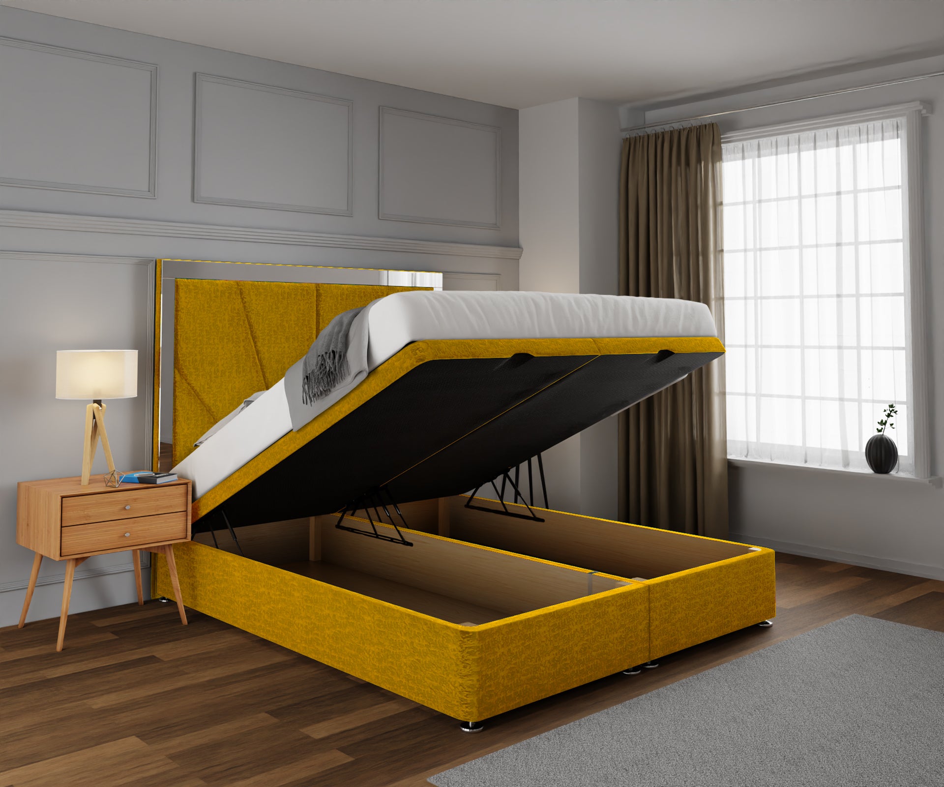 Chelsea Horizon Mirrored Ottoman Storage Divan Bed Set