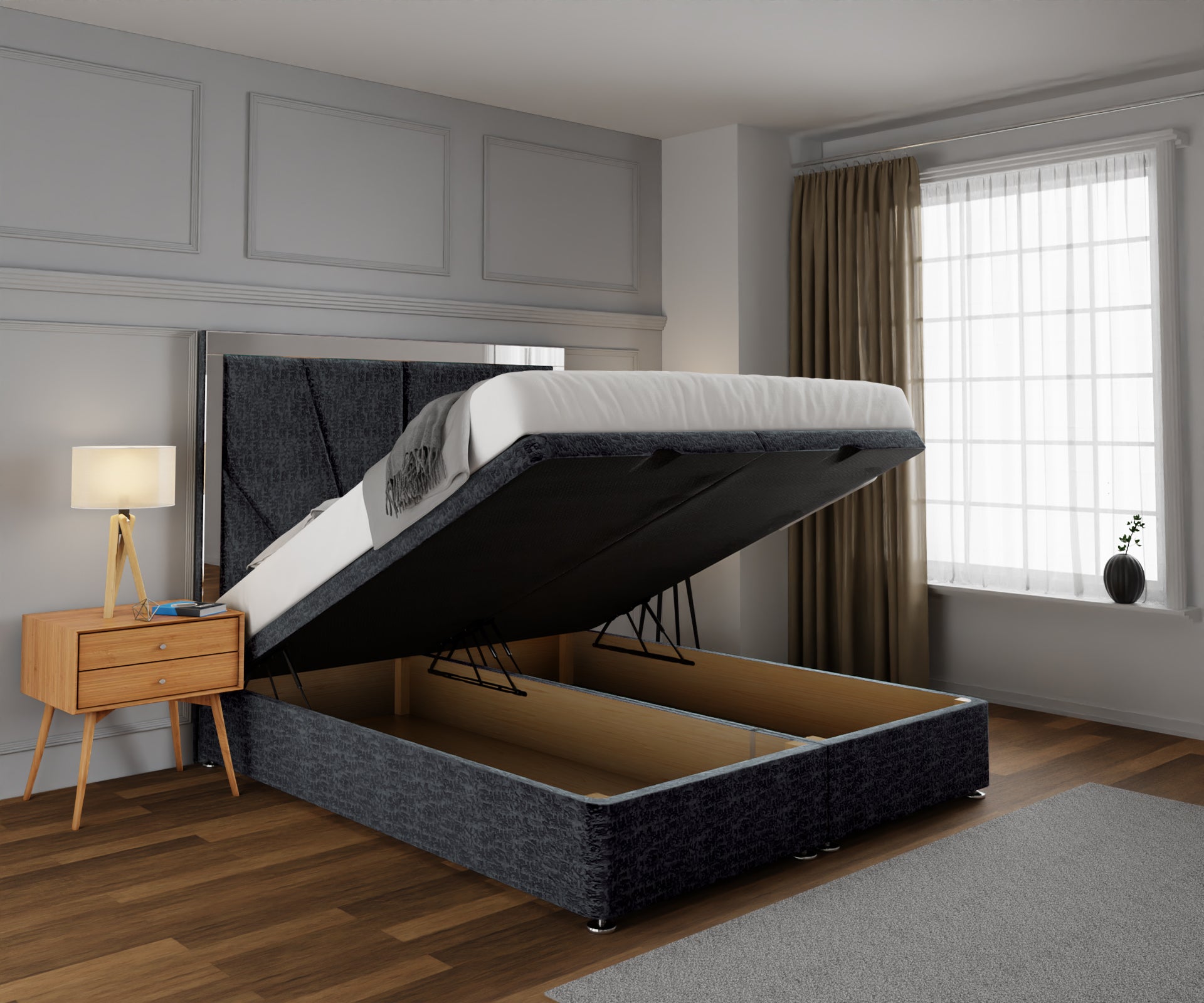 Chelsea Horizon Mirrored Ottoman Storage Divan Bed Set