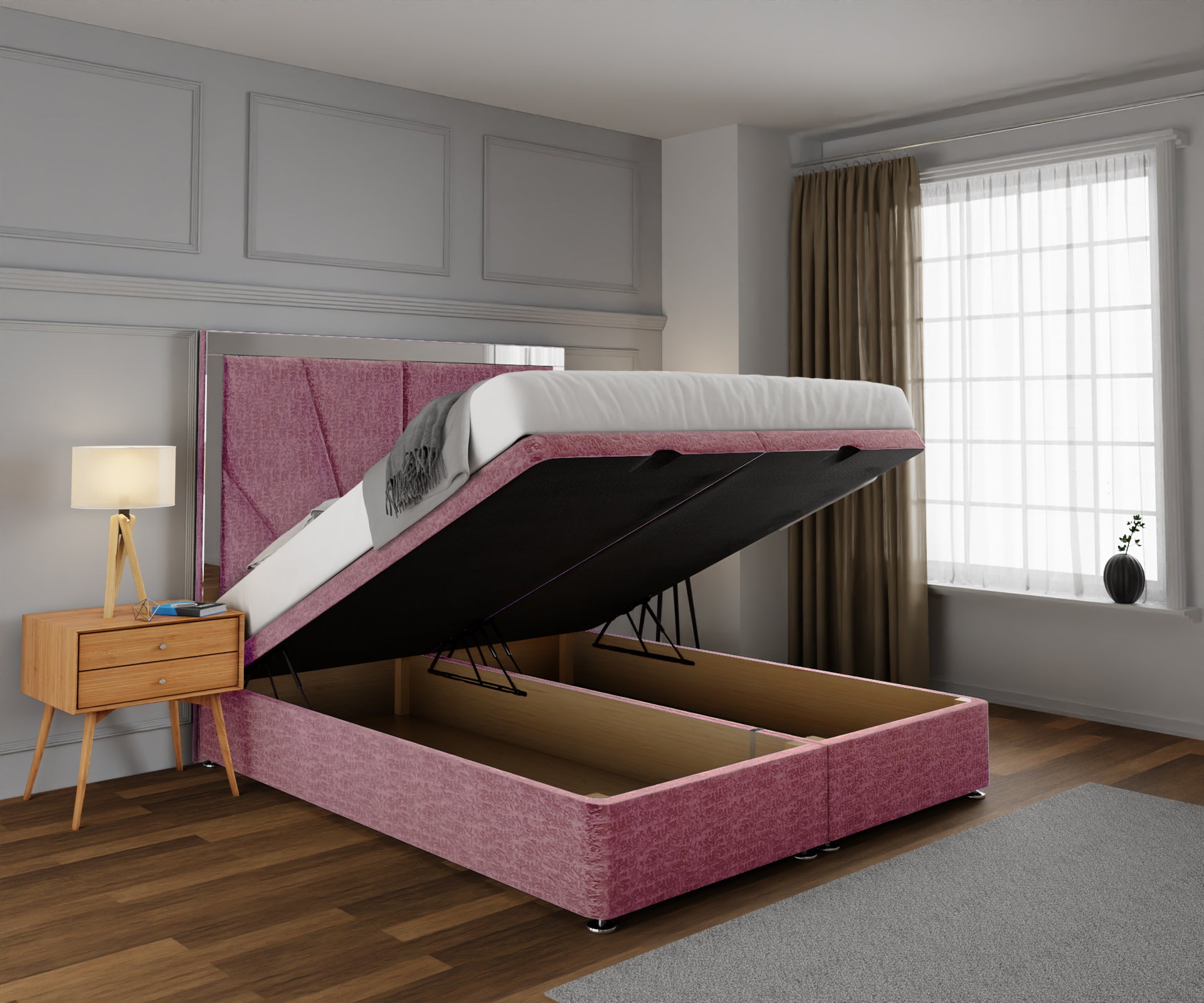 Chelsea Horizon Mirrored Ottoman Storage Divan Bed Set