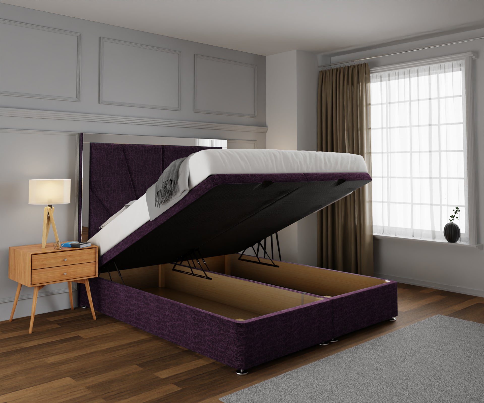 Chelsea Horizon Mirrored Ottoman Storage Divan Bed Set