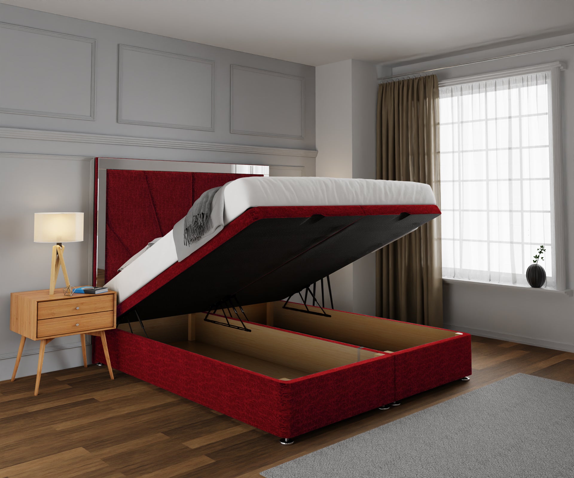 Chelsea Horizon Mirrored Ottoman Storage Divan Bed Set