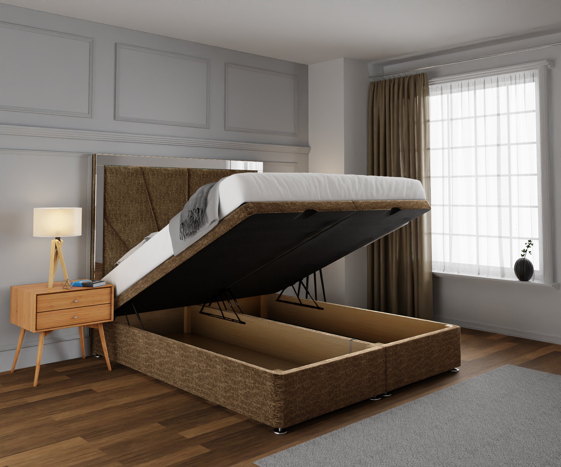 Chelsea Horizon Mirrored Ottoman Storage Divan Bed Set