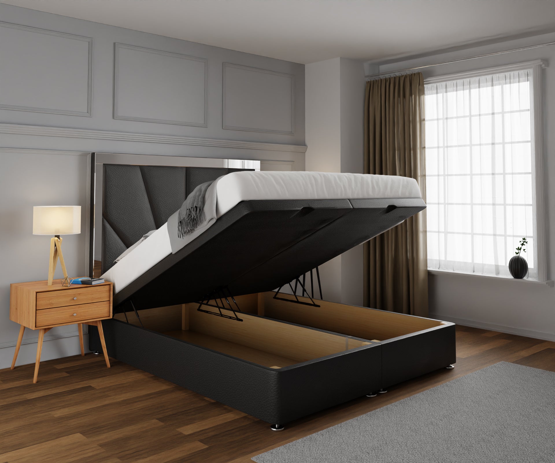Chelsea Horizon Mirrored Ottoman Storage Divan Bed Set