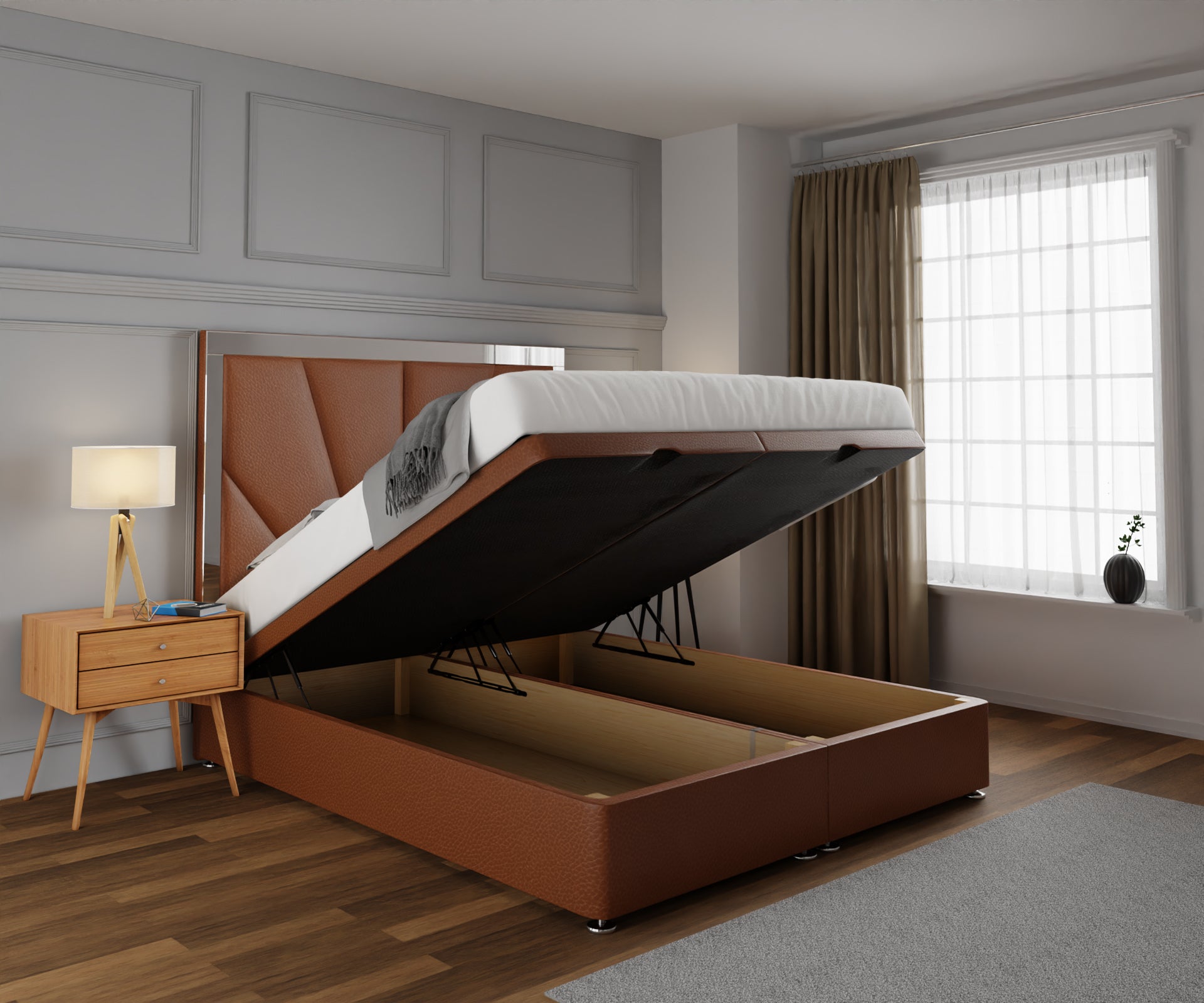 Chelsea Horizon Mirrored Ottoman Storage Divan Bed Set