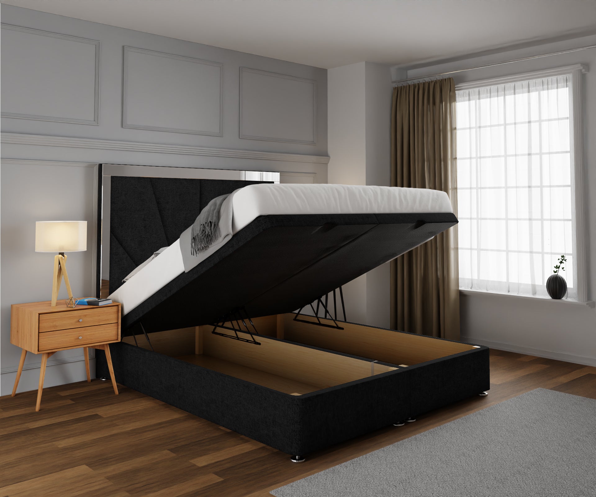 Chelsea Horizon Mirrored Ottoman Storage Divan Bed Set