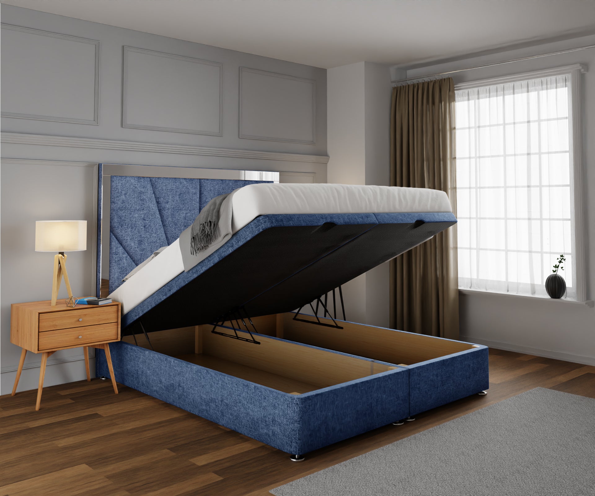 Chelsea Horizon Mirrored Ottoman Storage Divan Bed Set