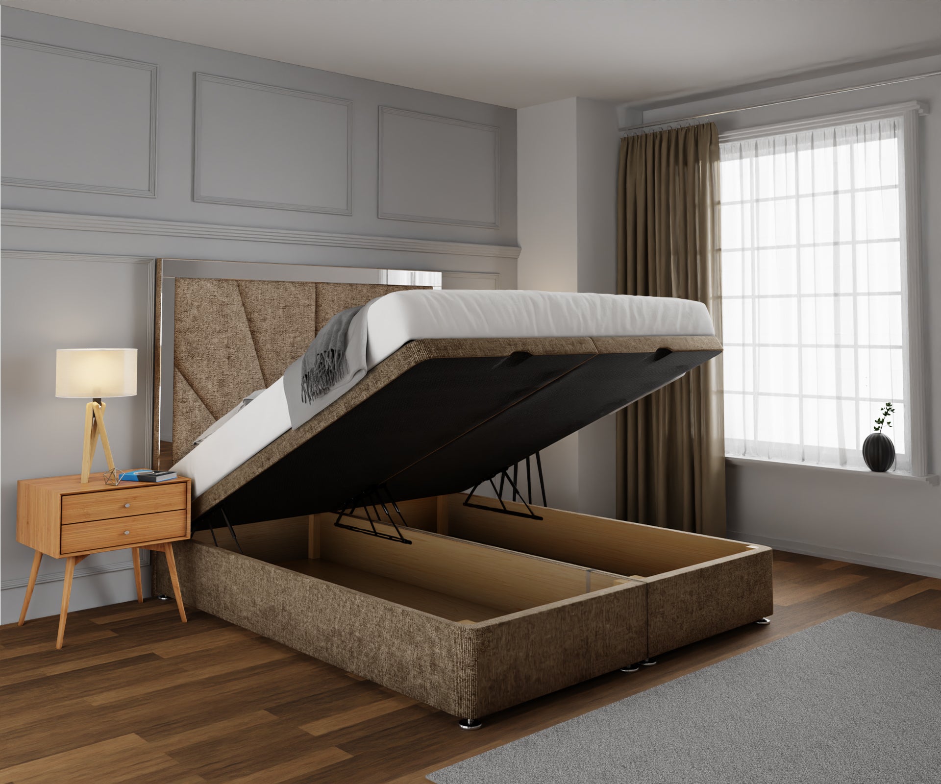 Chelsea Horizon Mirrored Ottoman Storage Divan Bed Set