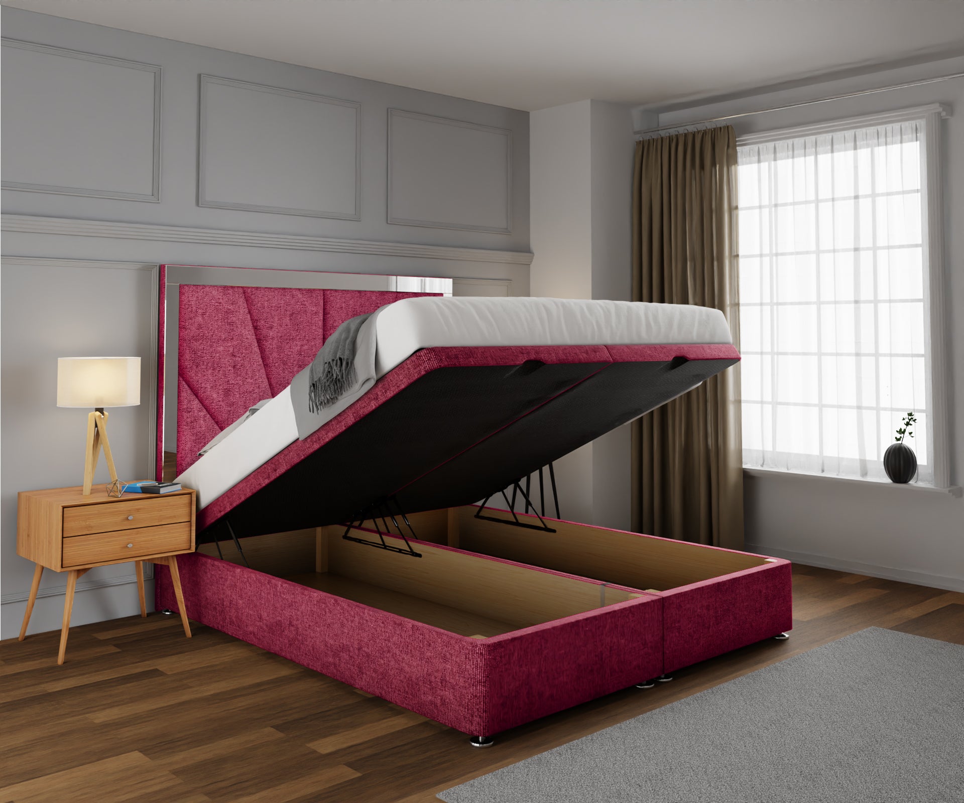 Chelsea Horizon Mirrored Ottoman Storage Divan Bed Set
