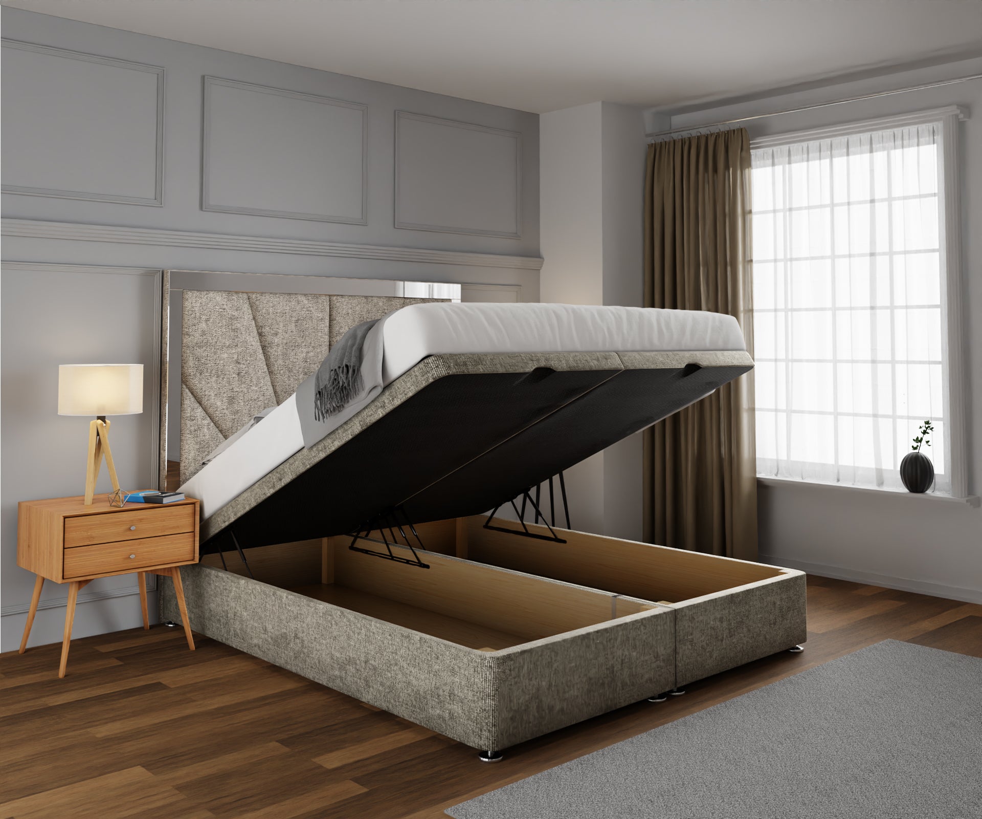 Chelsea Horizon Mirrored Ottoman Storage Divan Bed Set