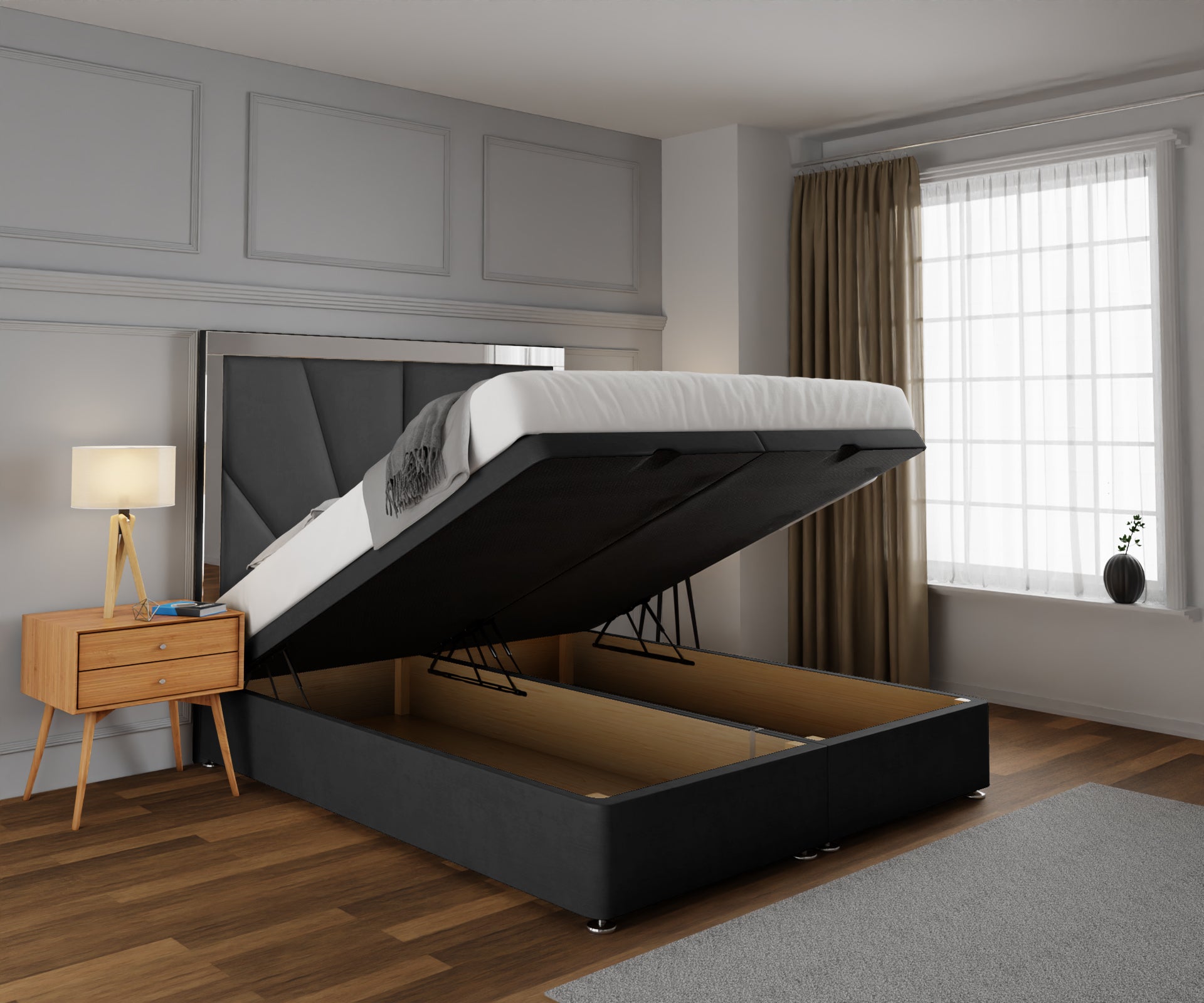 Chelsea Horizon Mirrored Ottoman Storage Divan Bed Set