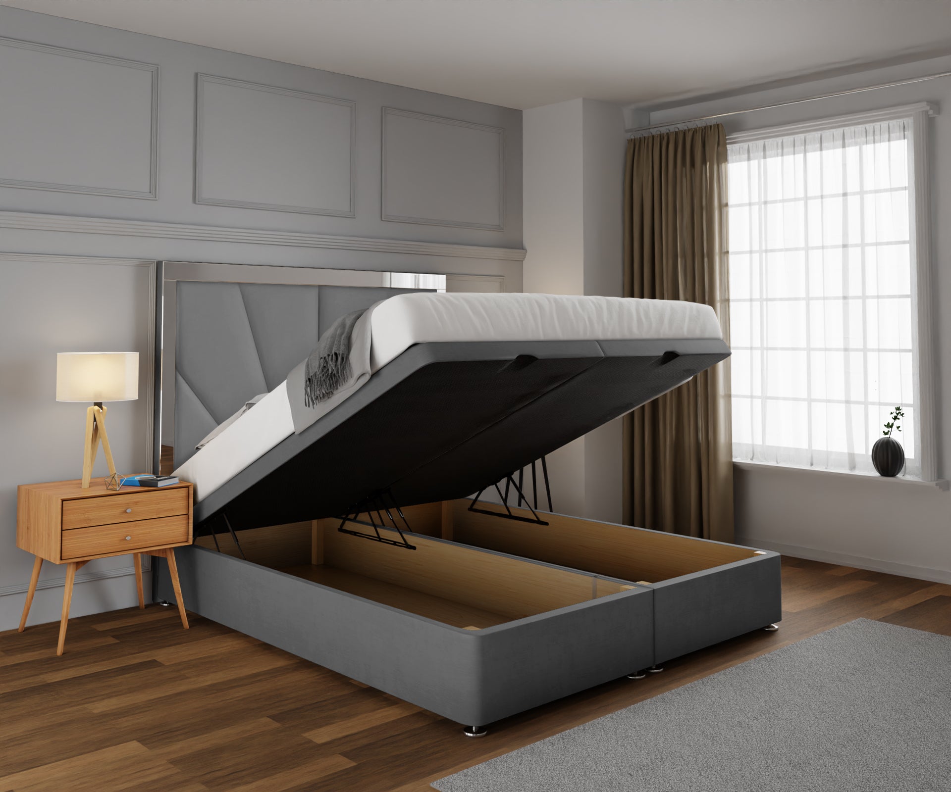 Chelsea Horizon Mirrored Ottoman Storage Divan Bed Set