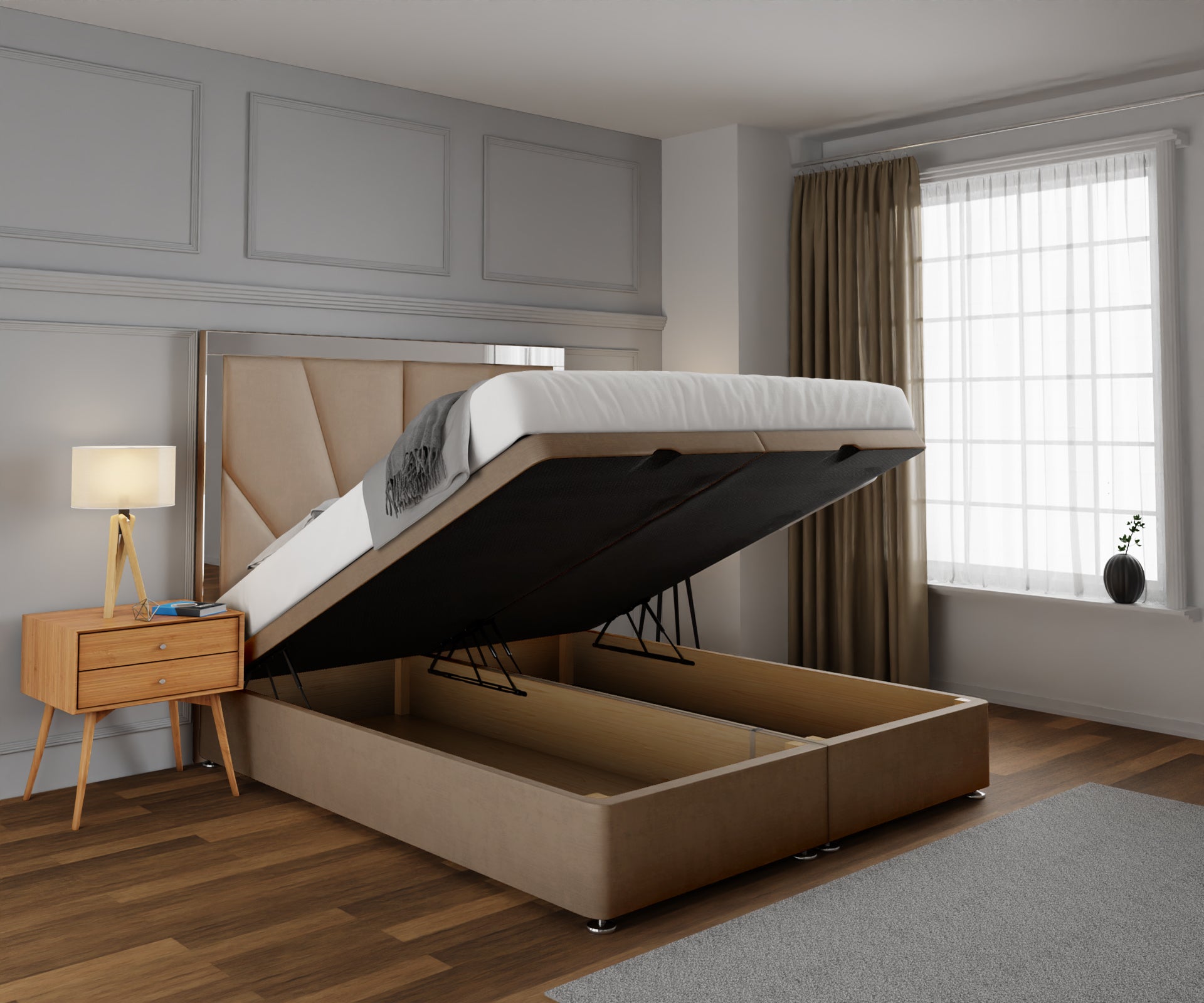 Chelsea Horizon Mirrored Ottoman Storage Divan Bed Set