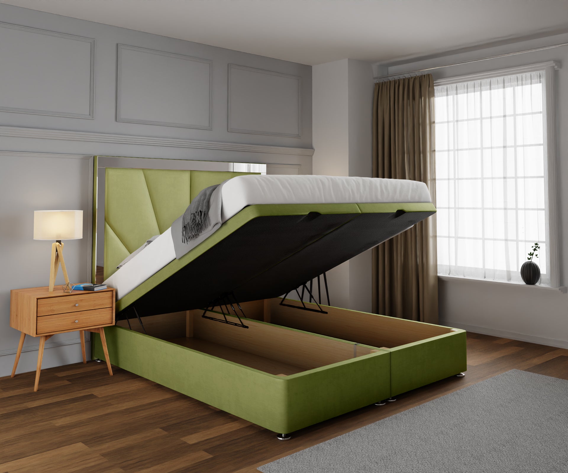 Chelsea Horizon Mirrored Ottoman Storage Divan Bed Set