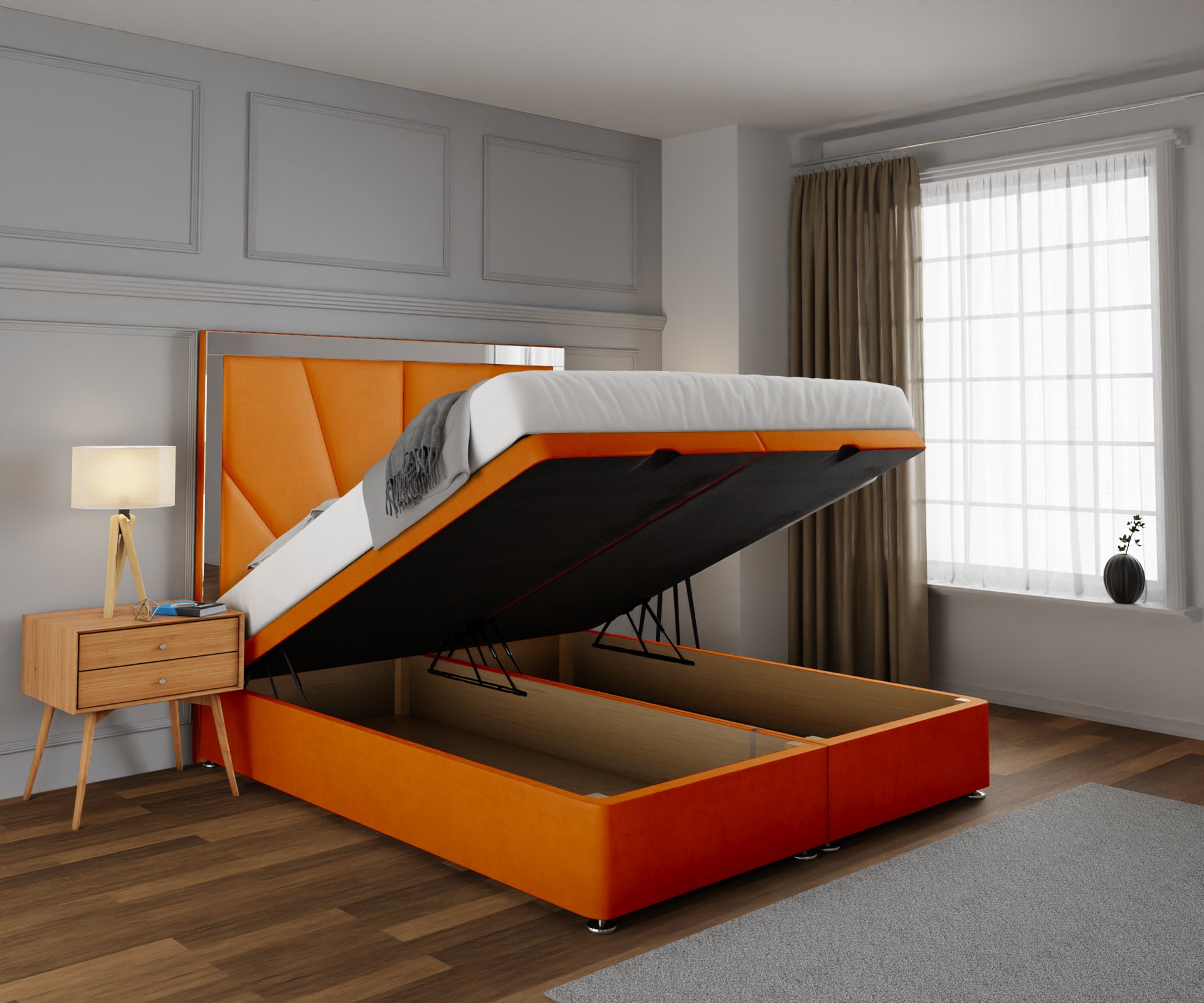 Chelsea Horizon Mirrored Ottoman Storage Divan Bed Set