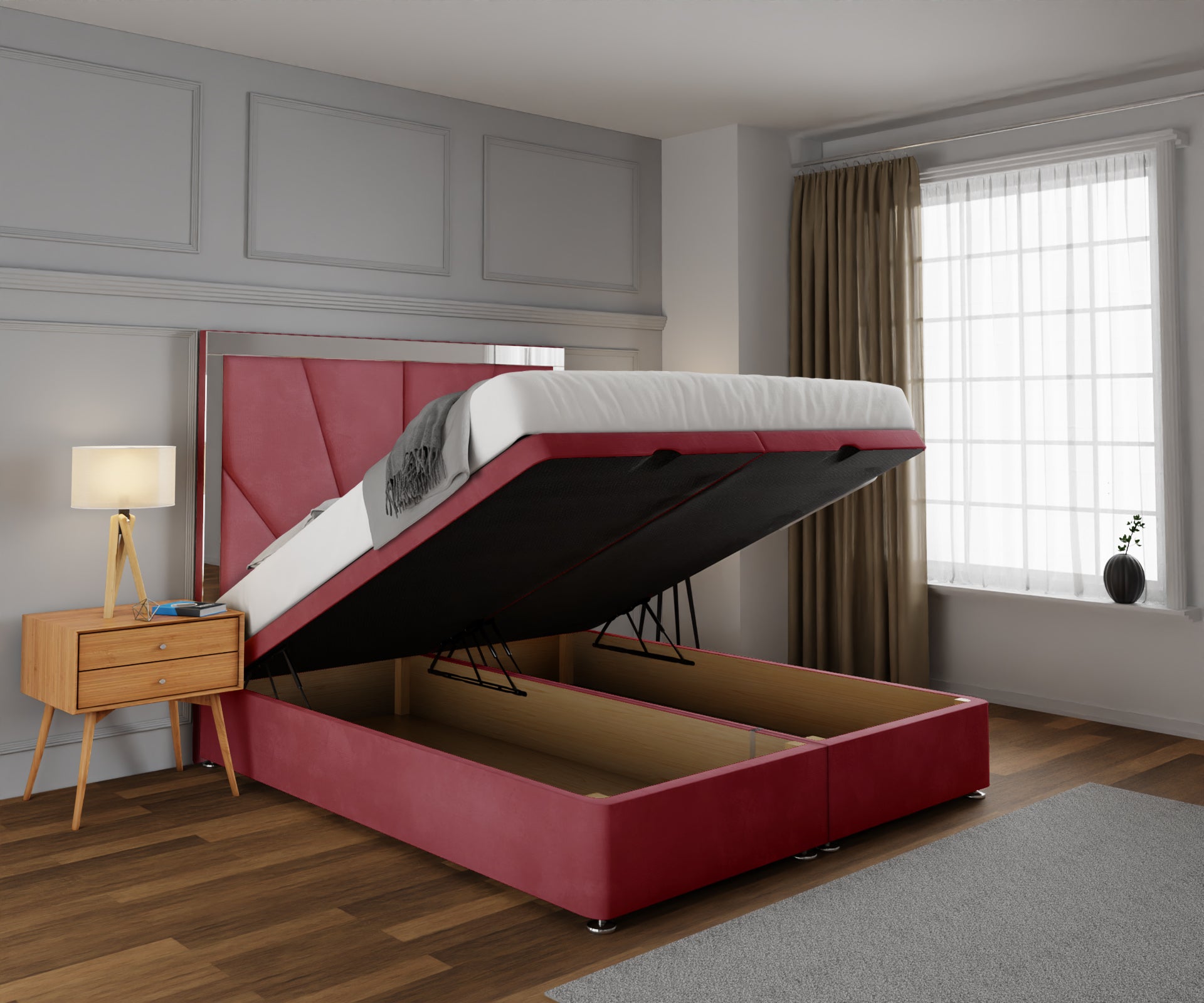 Chelsea Horizon Mirrored Ottoman Storage Divan Bed Set