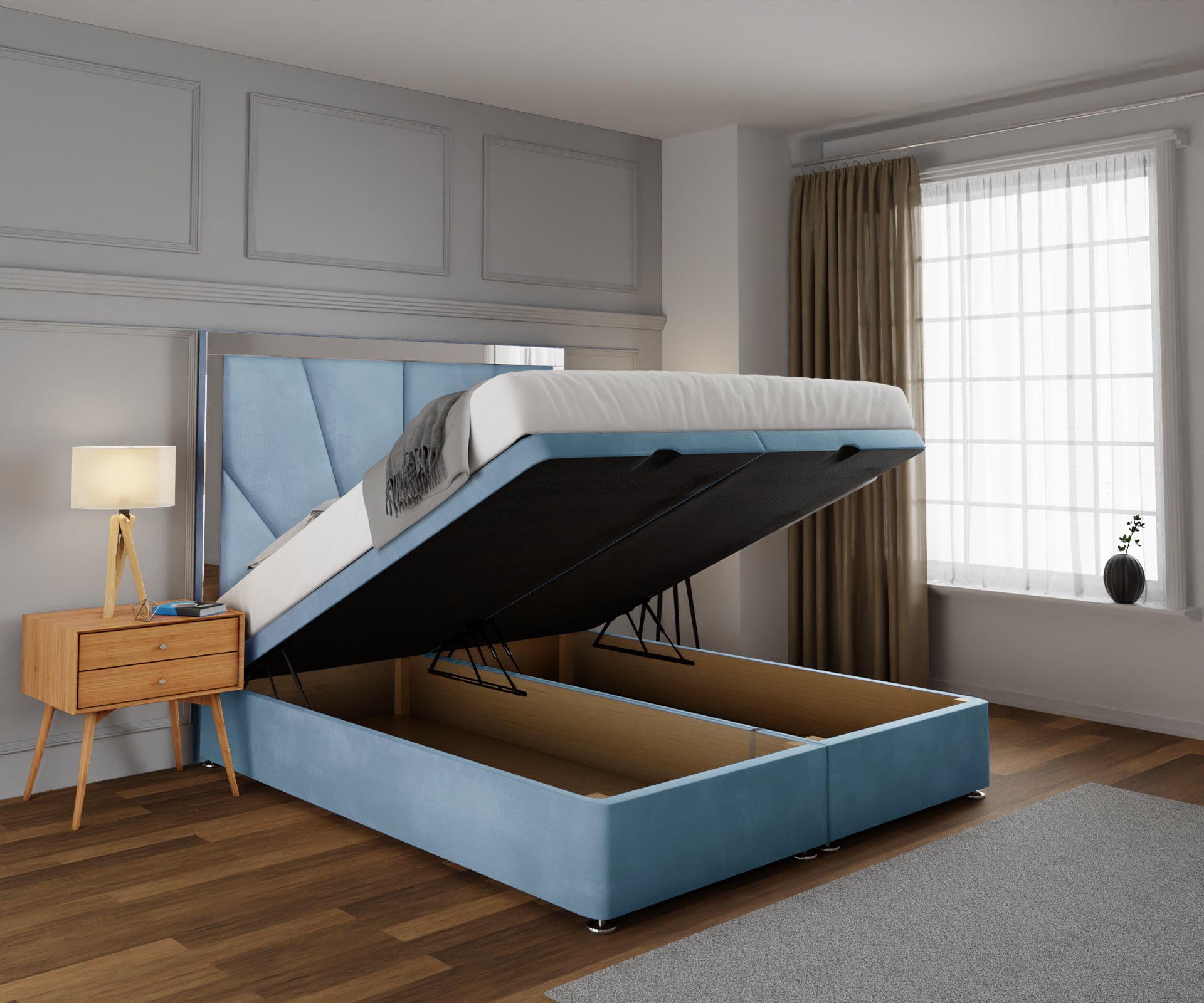 Chelsea Horizon Mirrored Ottoman Storage Divan Bed Set