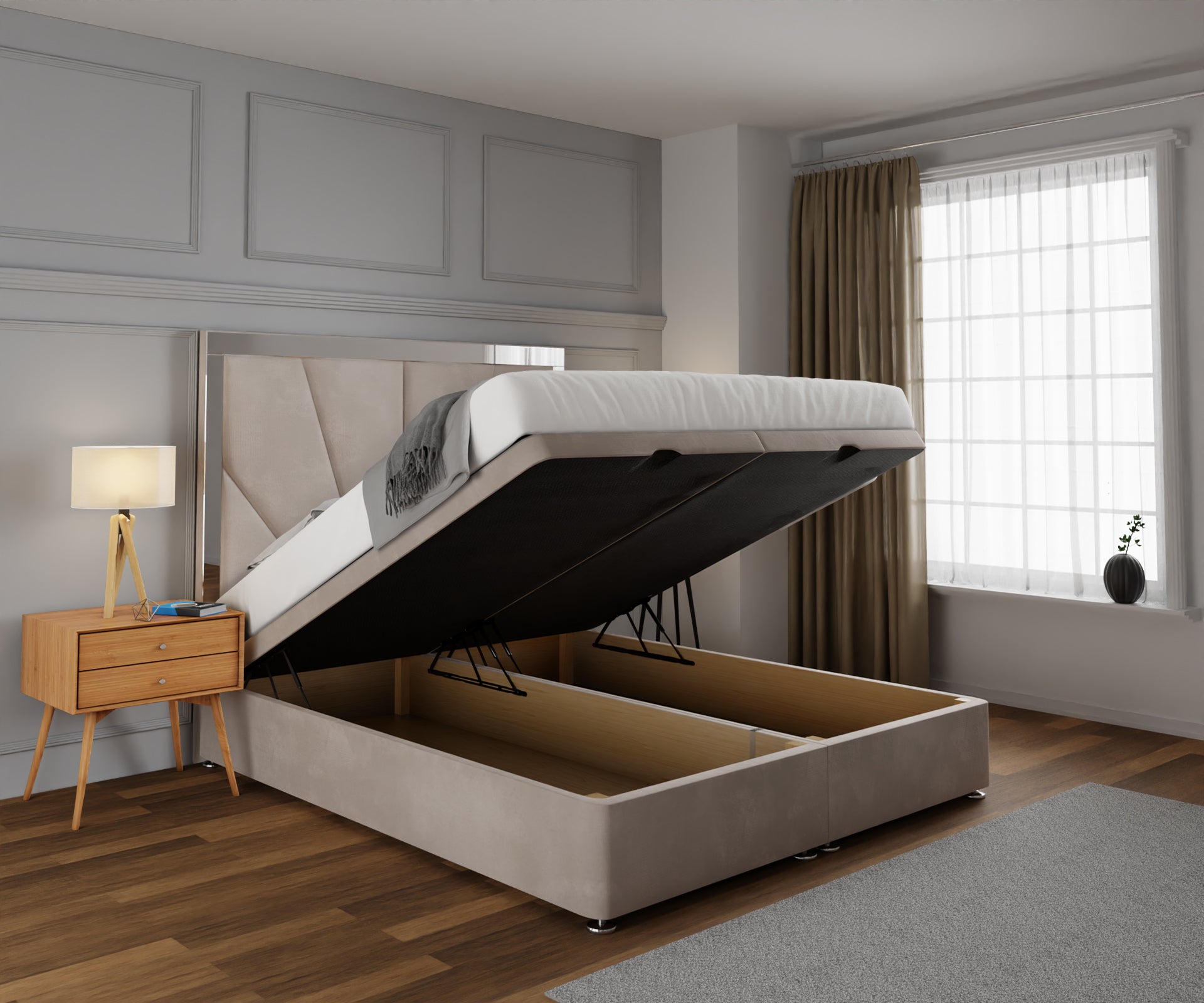 Chelsea Horizon Mirrored Ottoman Storage Divan Bed Set