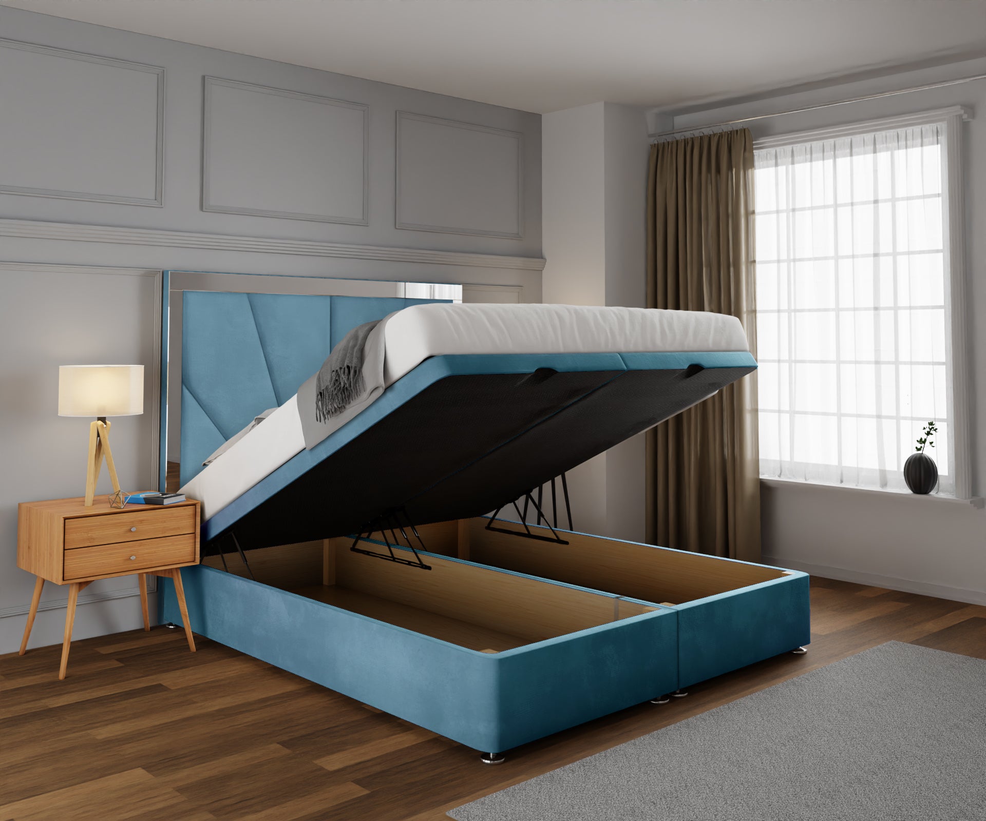 Chelsea Horizon Mirrored Ottoman Storage Divan Bed Set