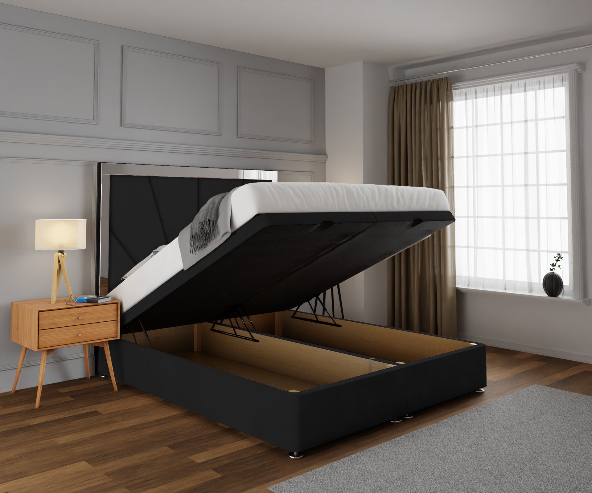 Chelsea Horizon Mirrored Ottoman Storage Divan Bed Set