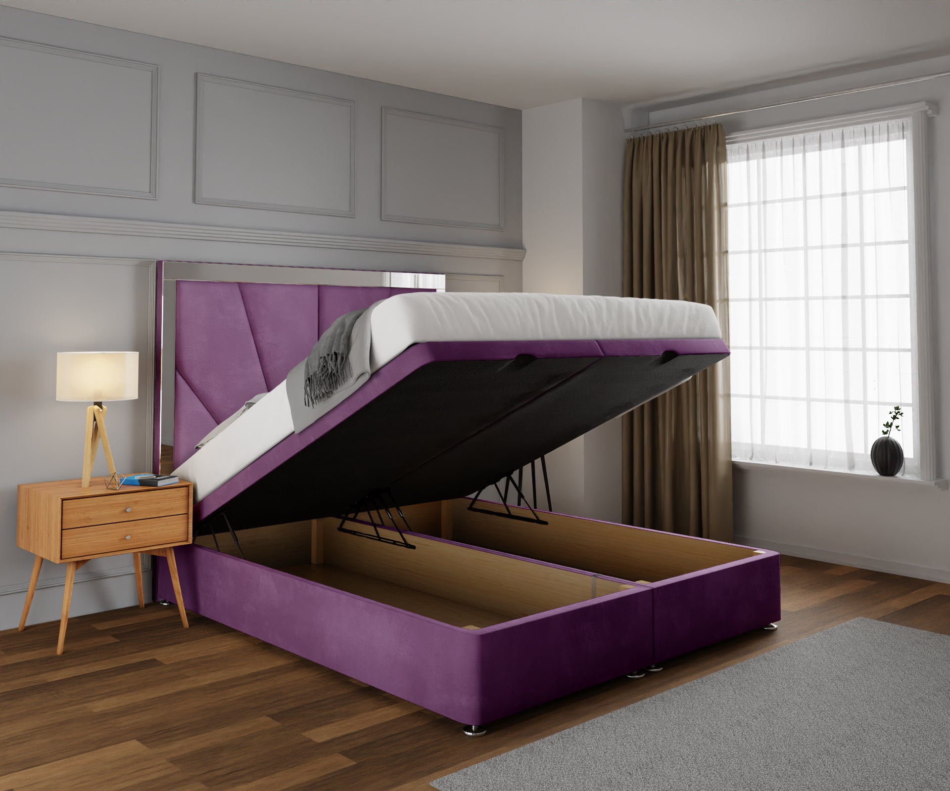 Chelsea Horizon Mirrored Ottoman Storage Divan Bed Set