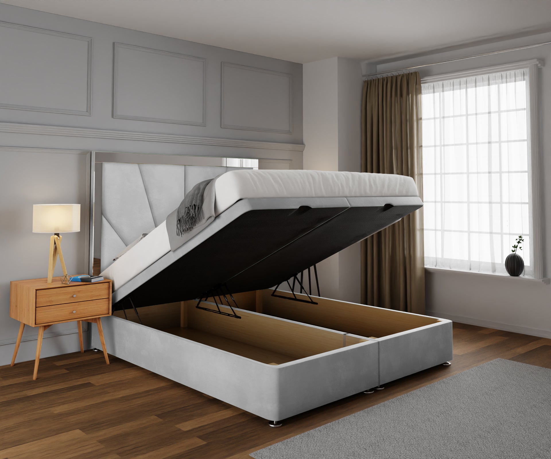 Chelsea Horizon Mirrored Ottoman Storage Divan Bed Set