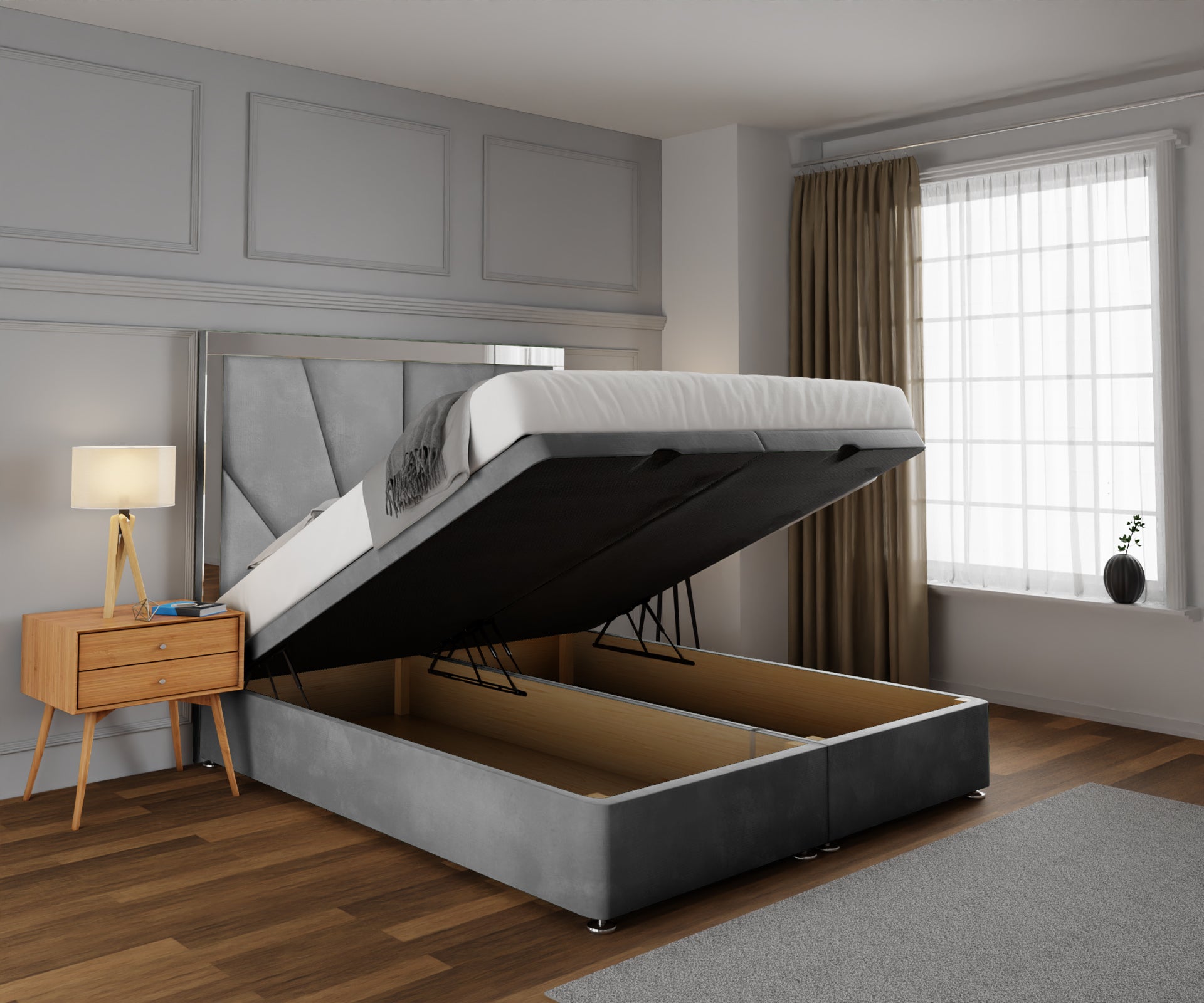 Chelsea Horizon Mirrored Ottoman Storage Divan Bed Set