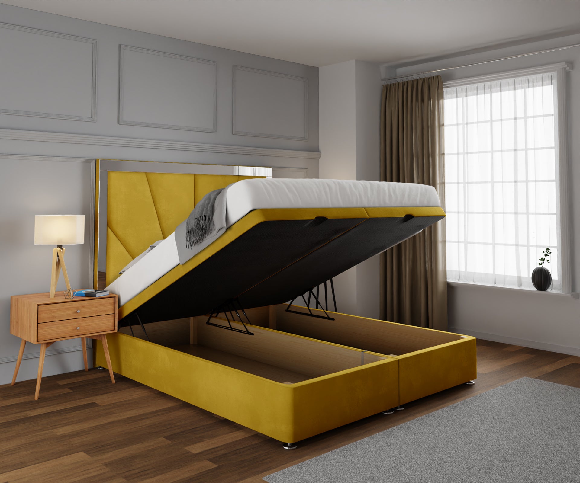Chelsea Horizon Mirrored Ottoman Storage Divan Bed Set
