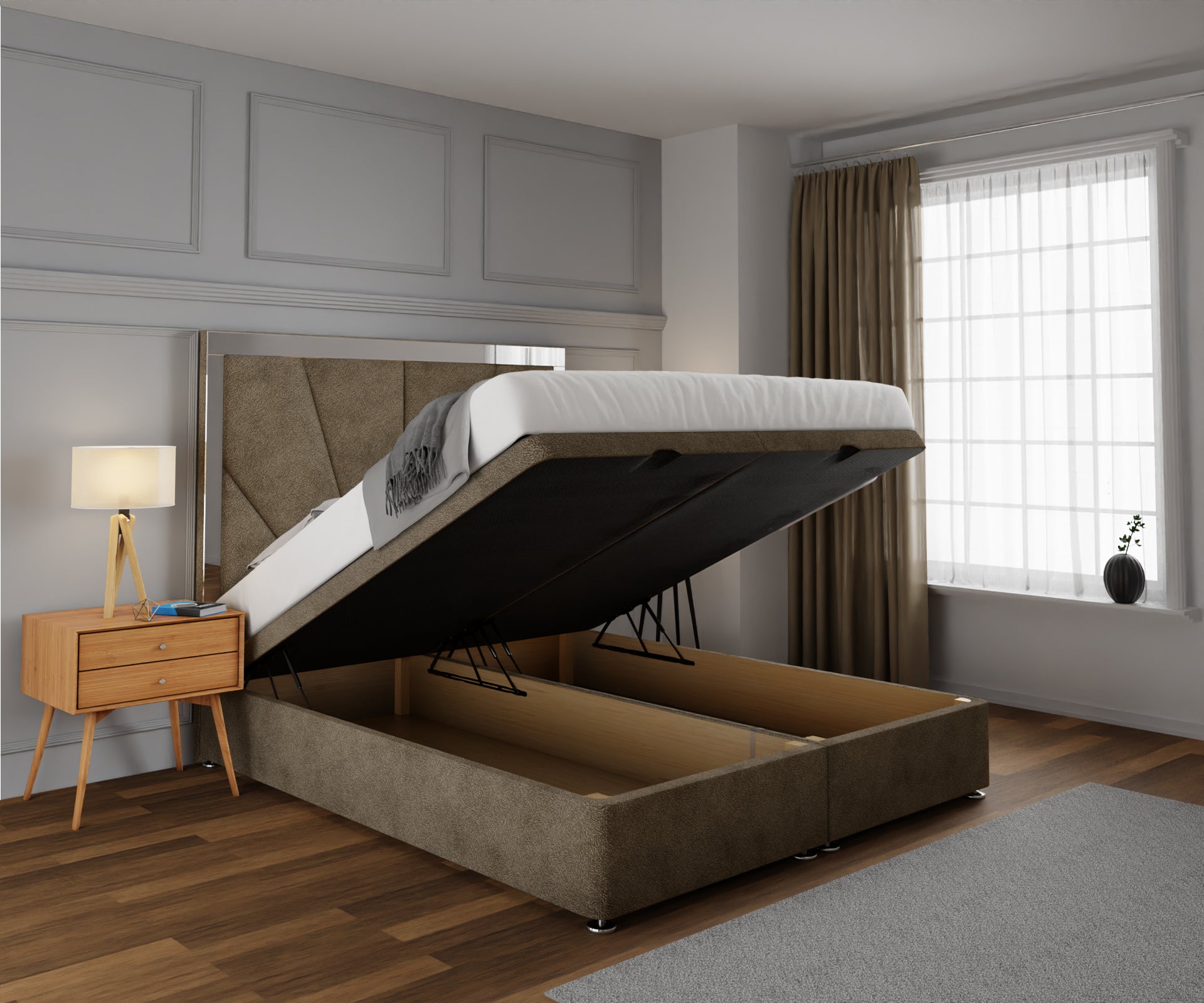 Chelsea Horizon Mirrored Ottoman Storage Divan Bed Set
