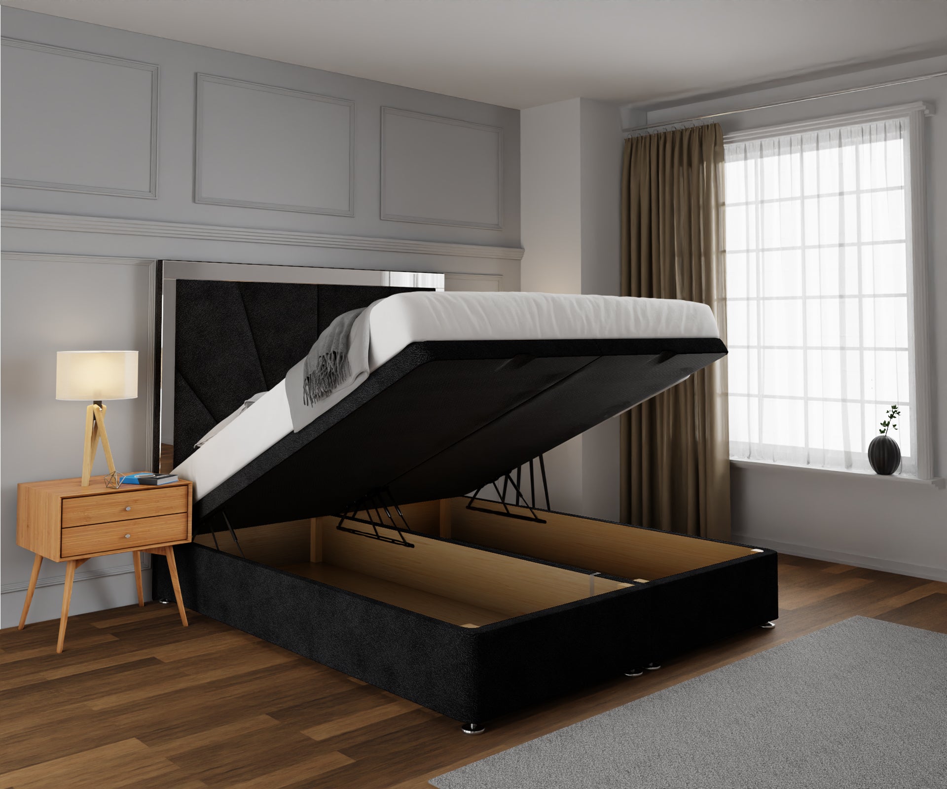 Chelsea Horizon Mirrored Ottoman Storage Divan Bed Set