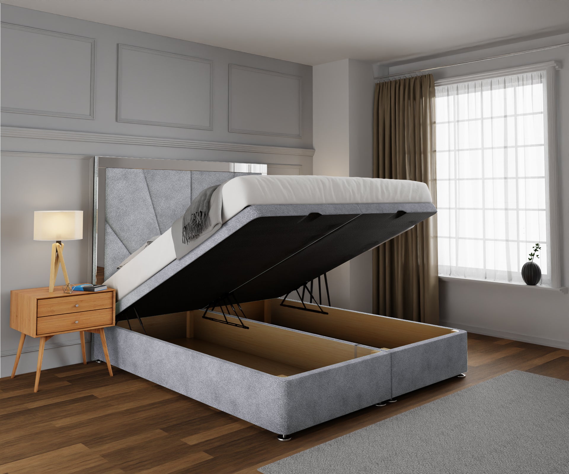 Chelsea Horizon Mirrored Ottoman Storage Divan Bed Set