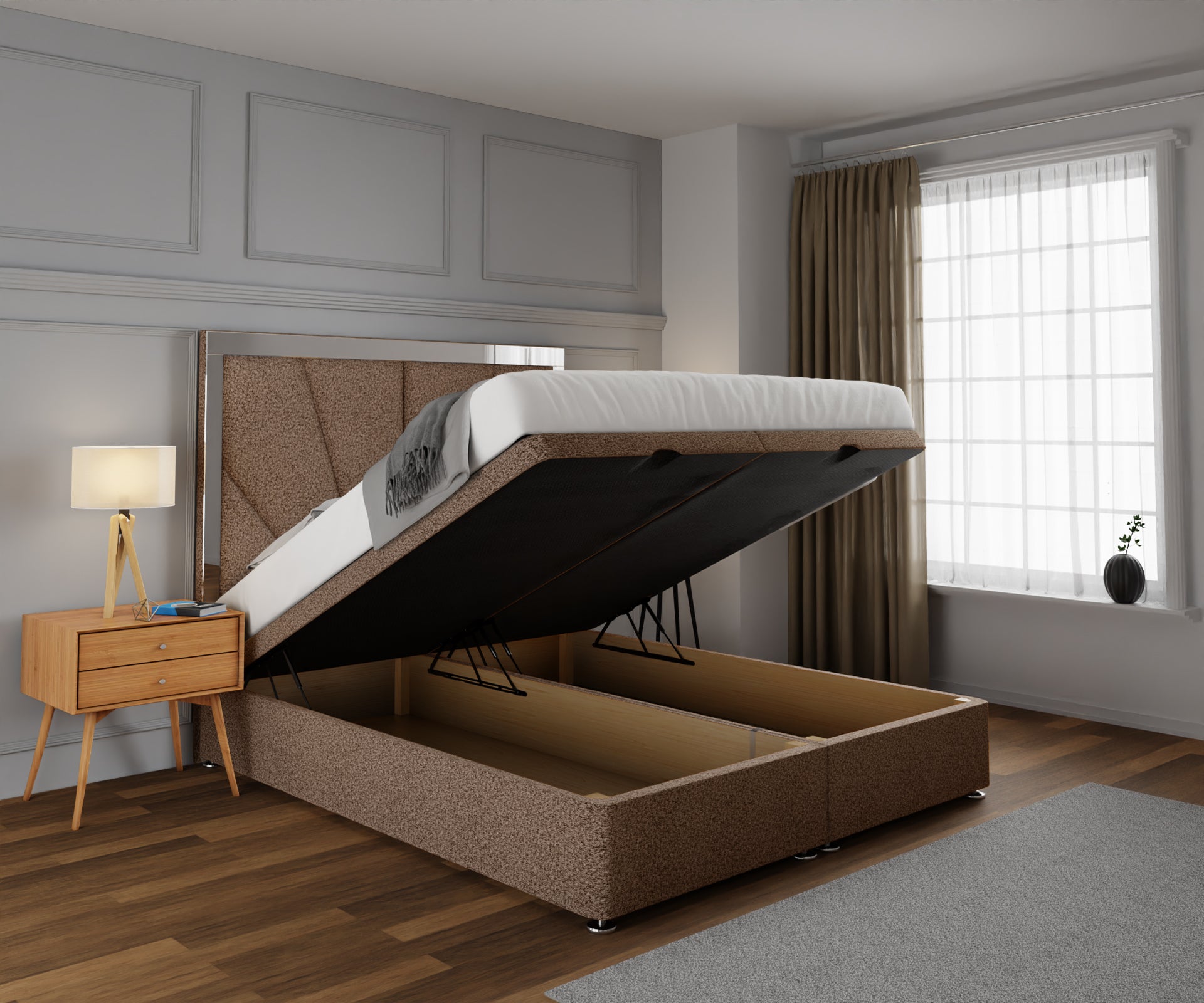 Chelsea Horizon Mirrored Ottoman Storage Divan Bed Set