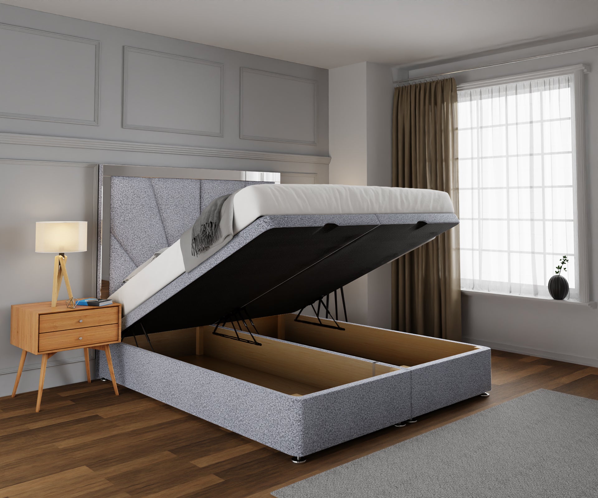 Chelsea Horizon Mirrored Ottoman Storage Divan Bed Set