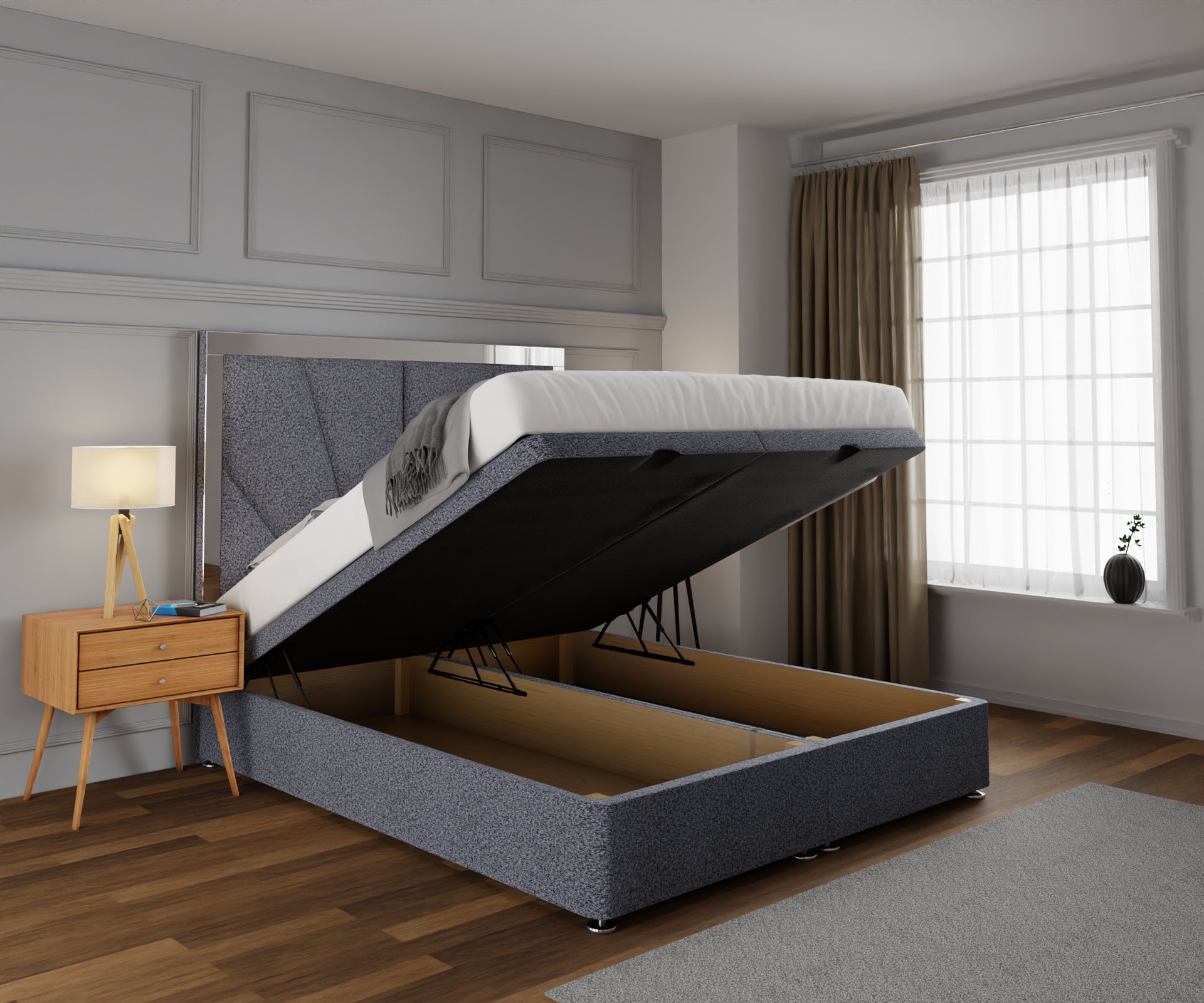 Chelsea Horizon Mirrored Ottoman Storage Divan Bed Set