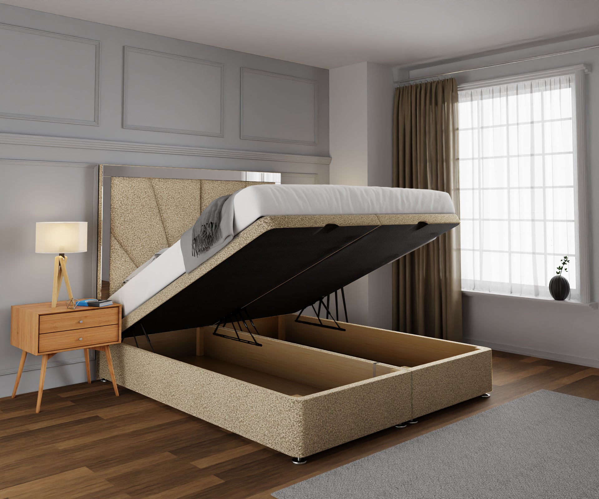 Chelsea Horizon Mirrored Ottoman Storage Divan Bed Set