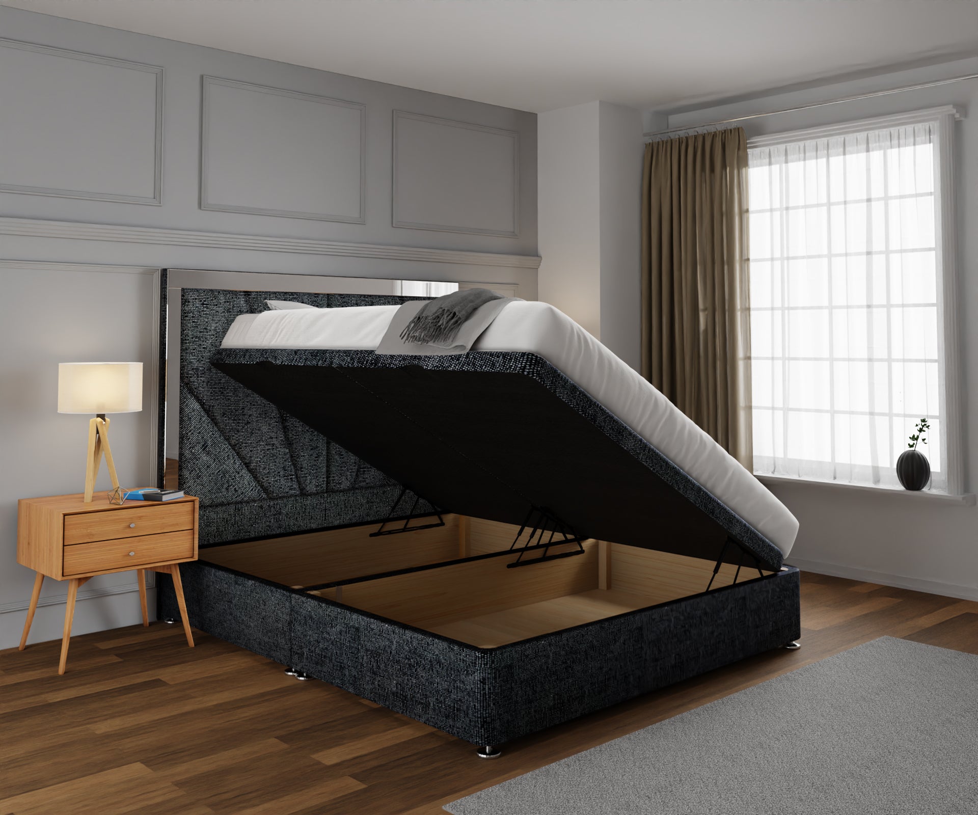 Chelsea Horizon Mirrored Ottoman Storage Divan Bed Set