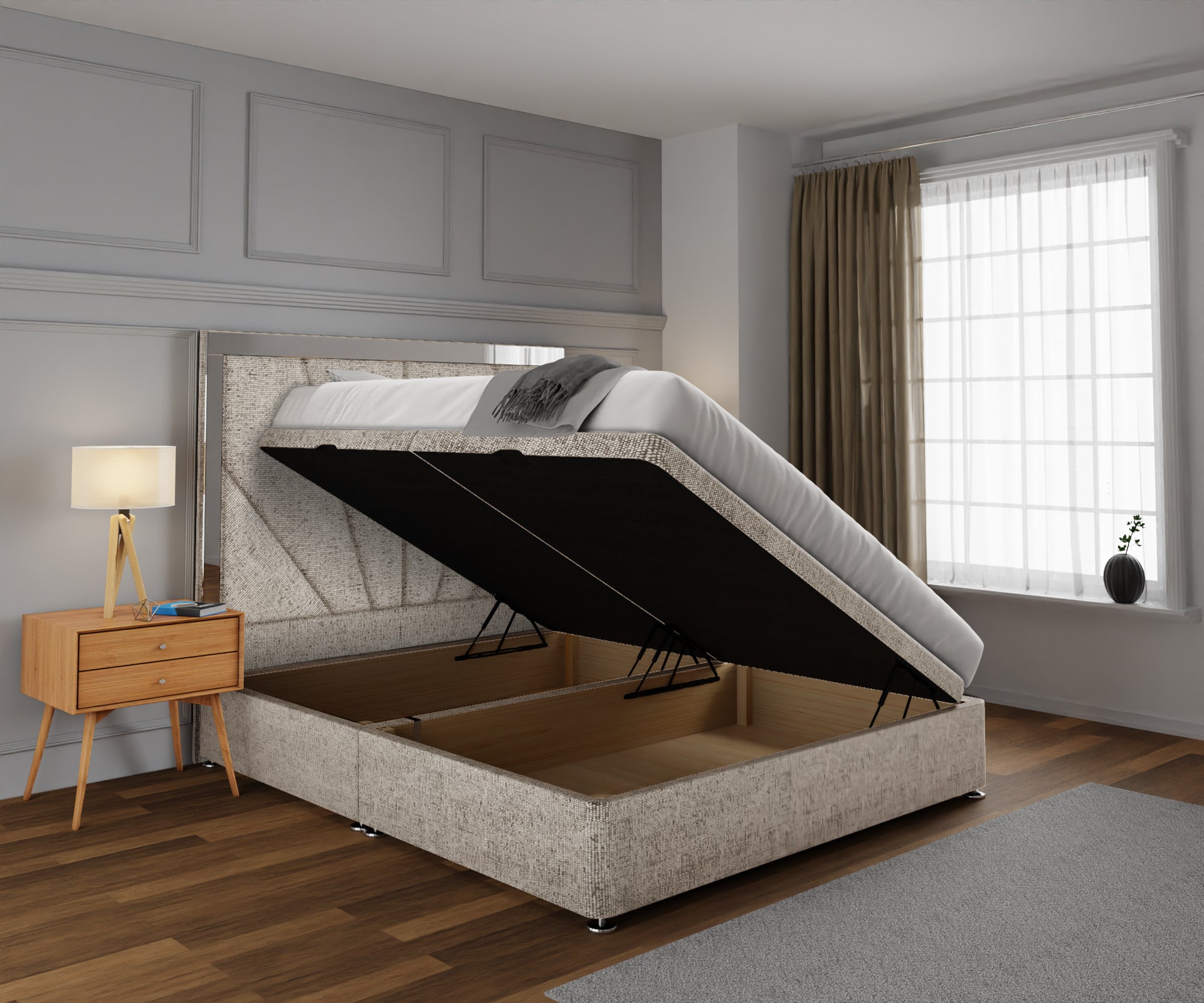 Chelsea Horizon Mirrored Ottoman Storage Divan Bed Set