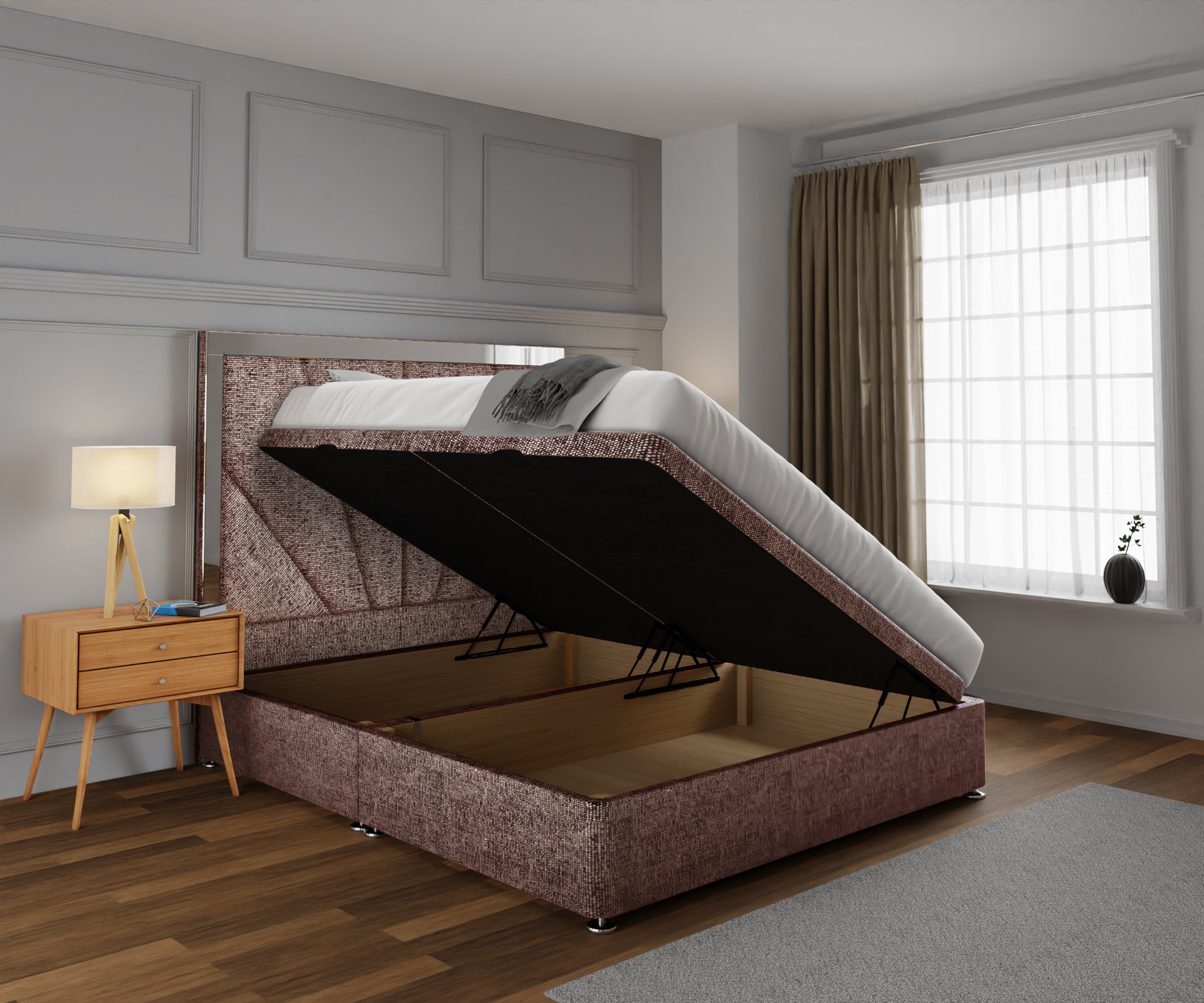 Chelsea Horizon Mirrored Ottoman Storage Divan Bed Set