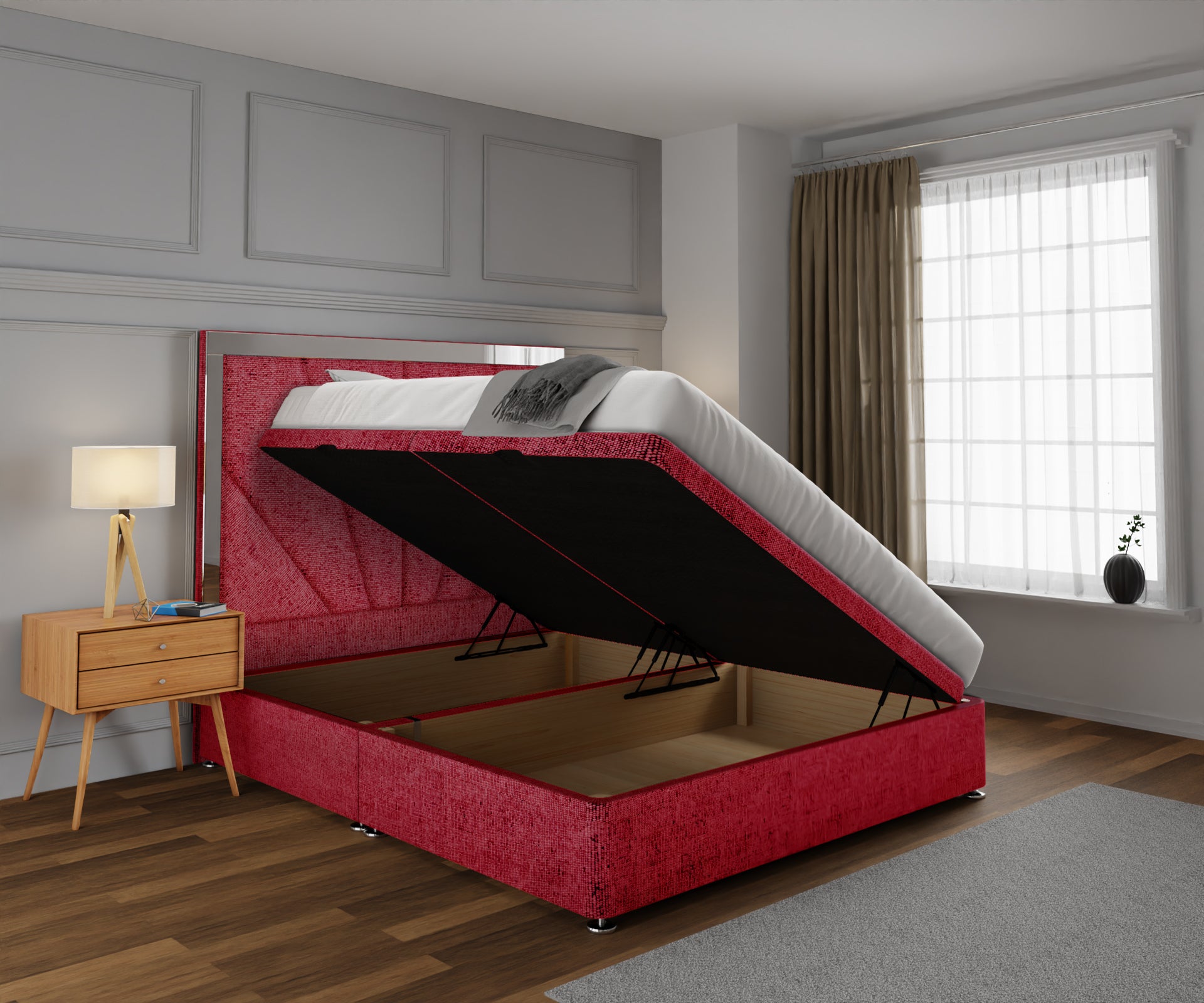 Chelsea Horizon Mirrored Ottoman Storage Divan Bed Set