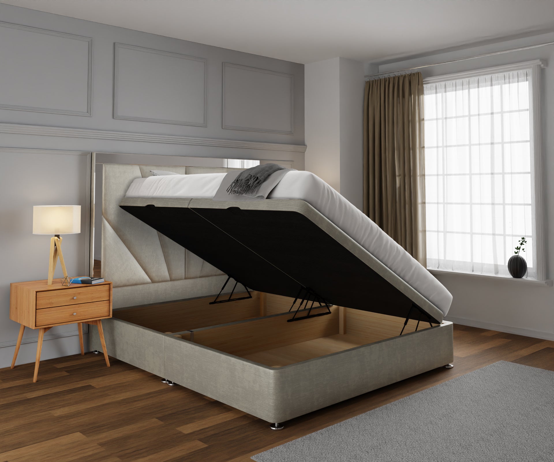 Chelsea Horizon Mirrored Ottoman Storage Divan Bed Set