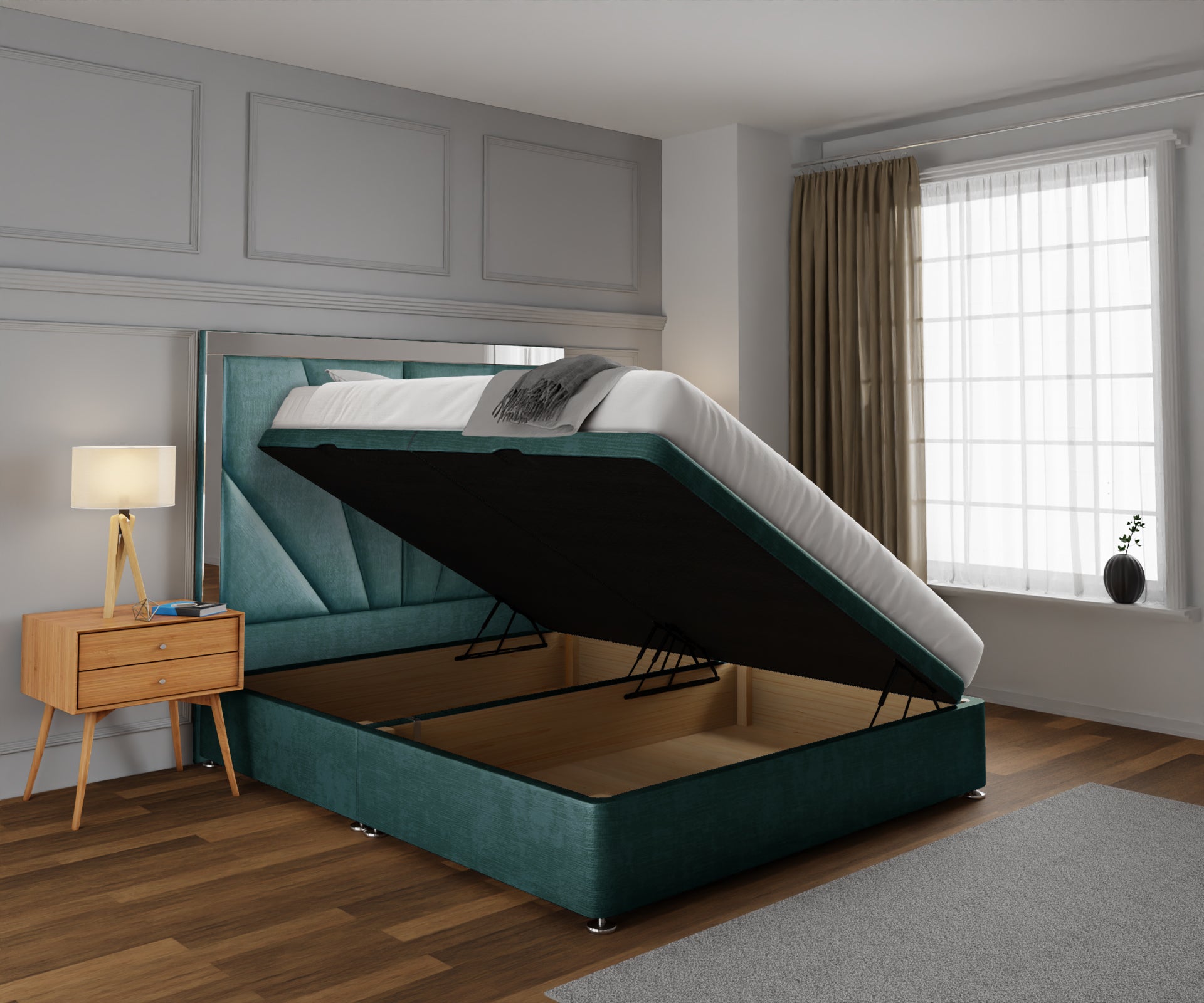 Chelsea Horizon Mirrored Ottoman Storage Divan Bed Set