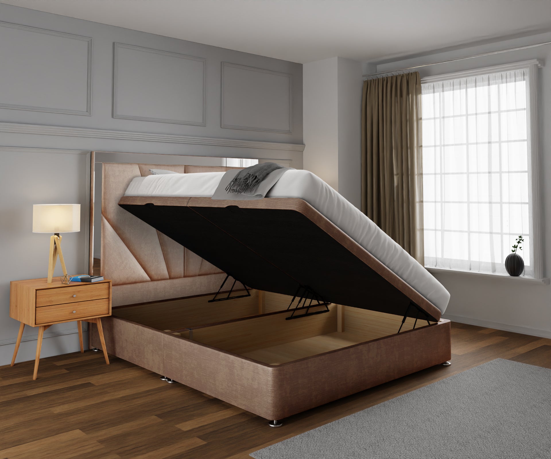 Chelsea Horizon Mirrored Ottoman Storage Divan Bed Set
