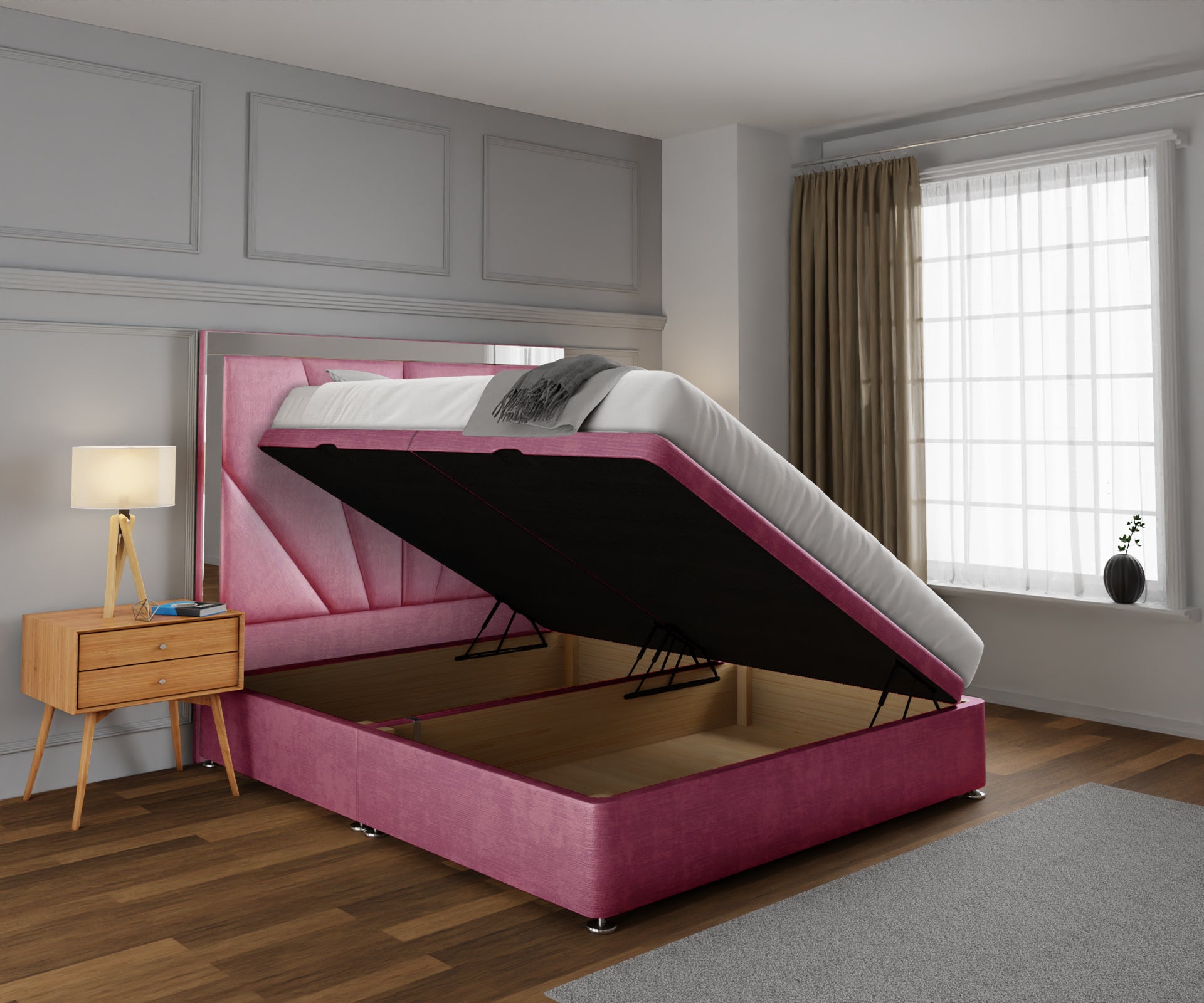 Chelsea Horizon Mirrored Ottoman Storage Divan Bed Set