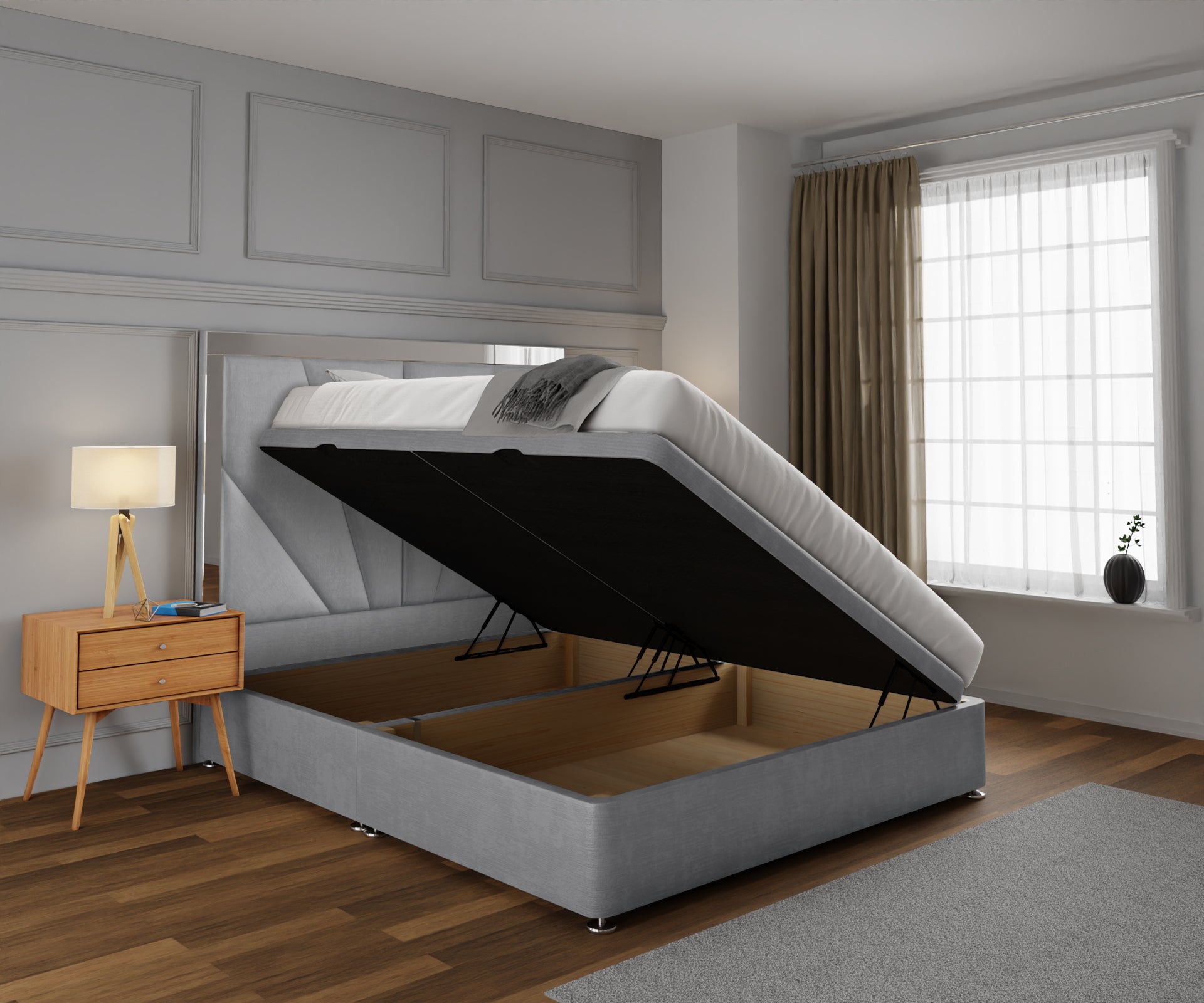 Chelsea Horizon Mirrored Ottoman Storage Divan Bed Set