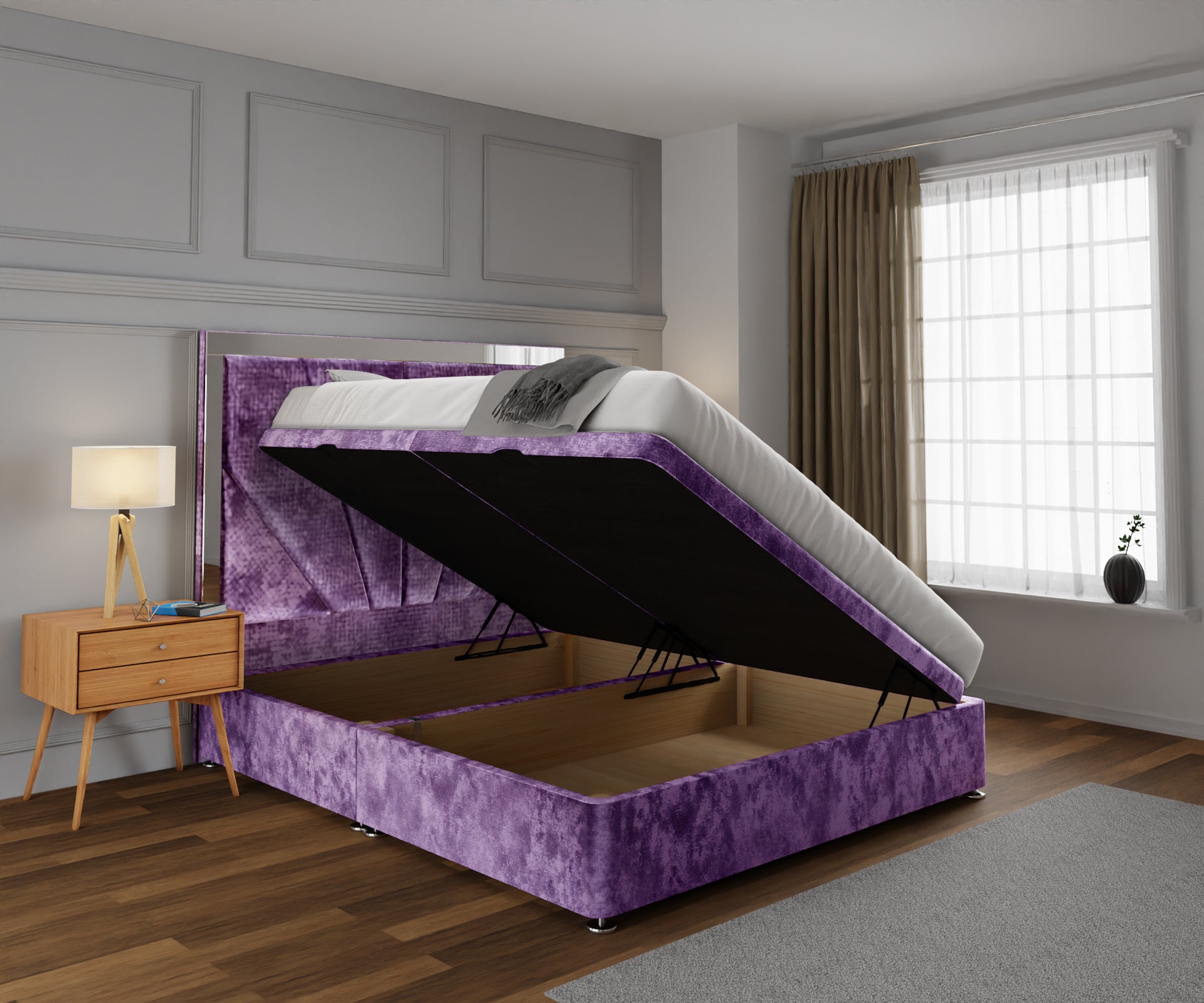 Chelsea Horizon Mirrored Ottoman Storage Divan Bed Set