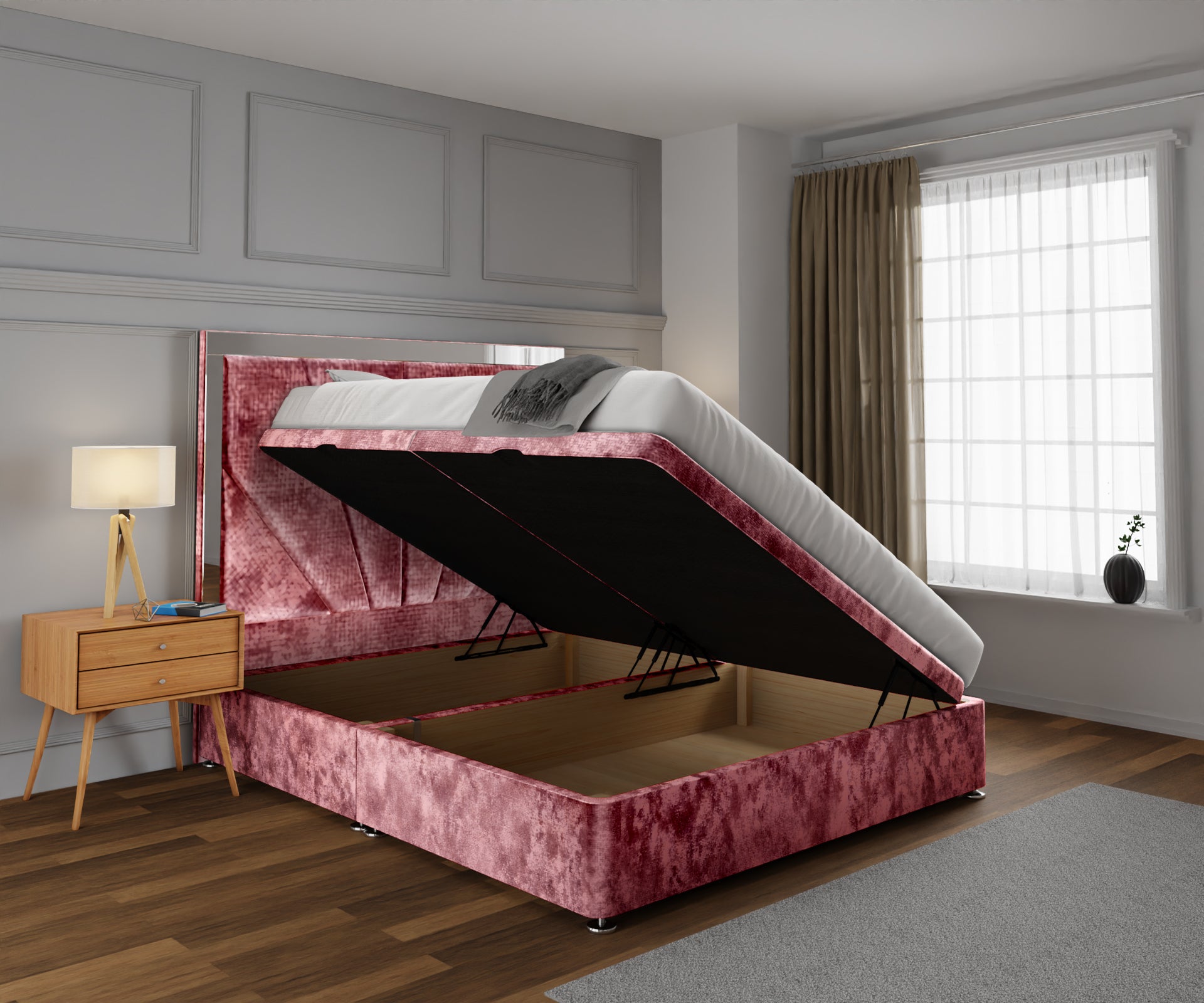 Chelsea Horizon Mirrored Ottoman Storage Divan Bed Set