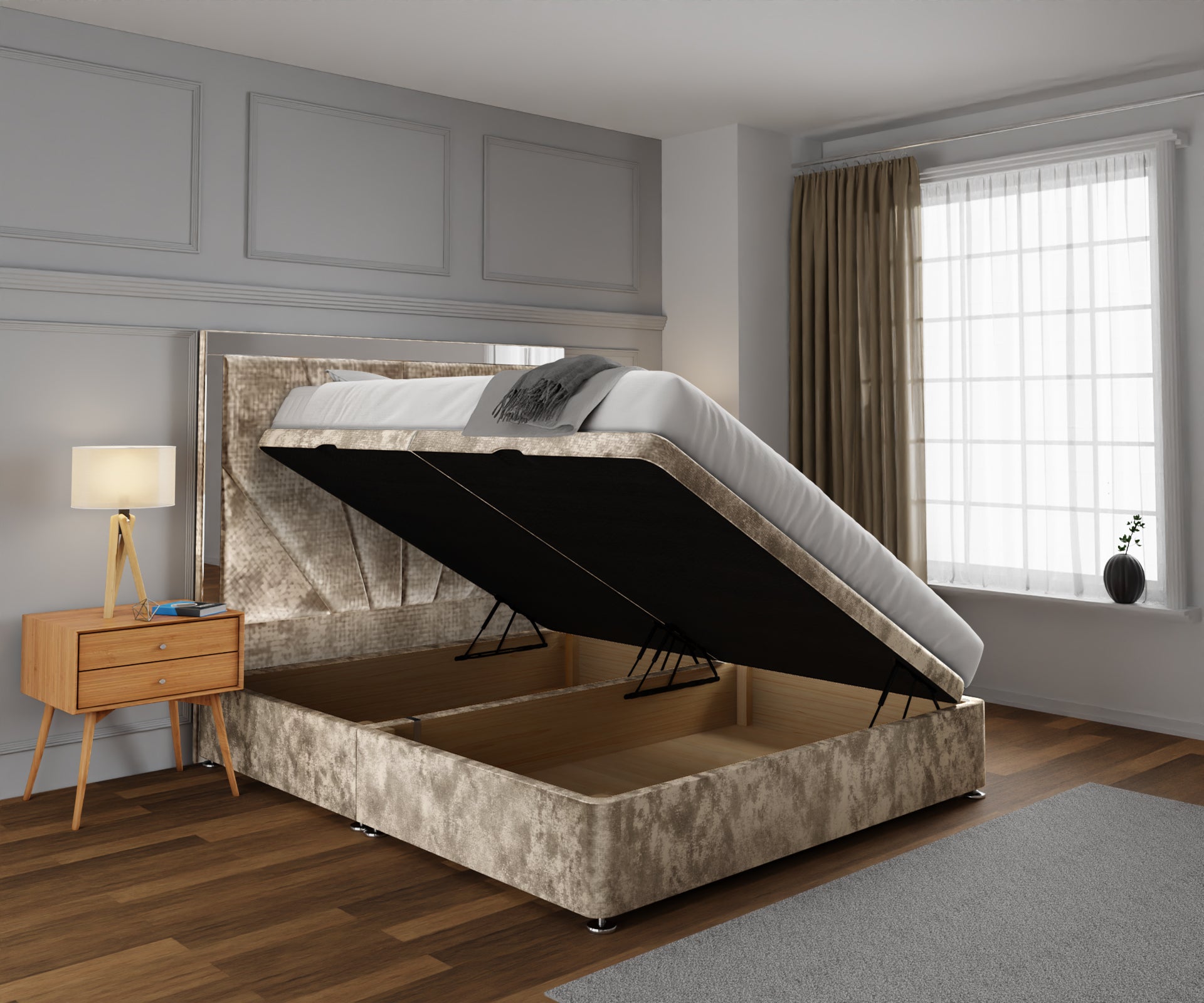 Chelsea Horizon Mirrored Ottoman Storage Divan Bed Set