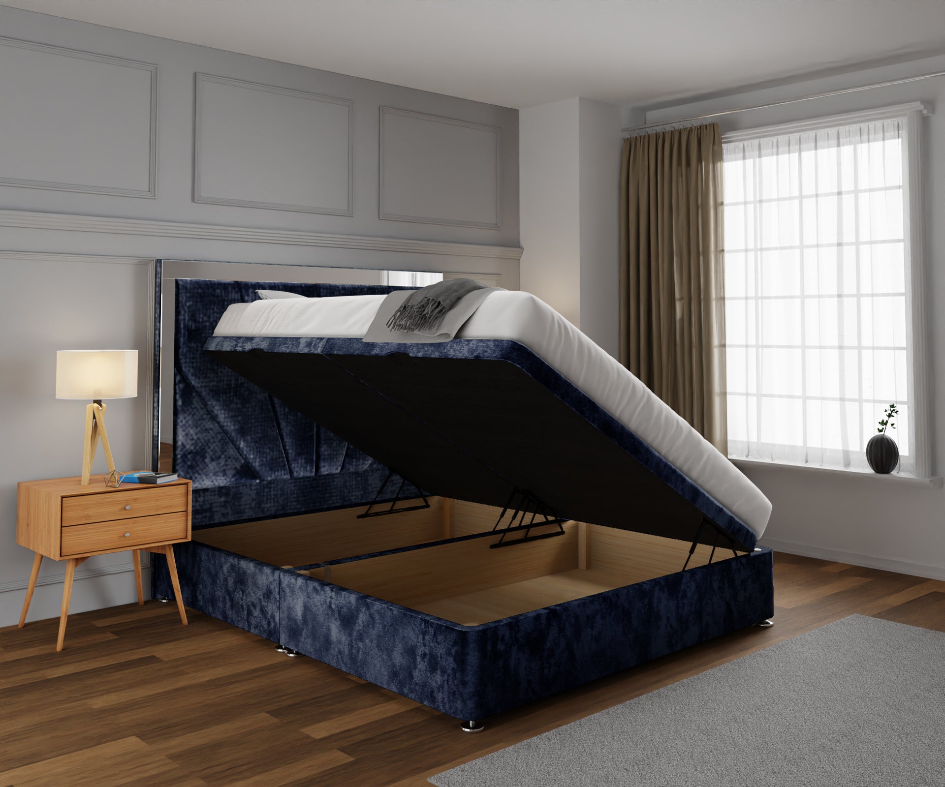 Chelsea Horizon Mirrored Ottoman Storage Divan Bed Set