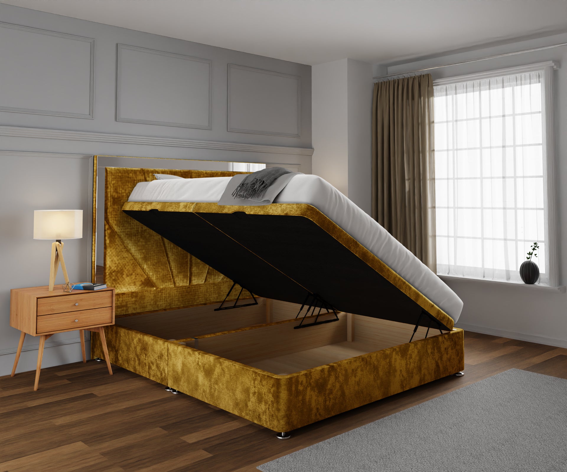 Chelsea Horizon Mirrored Ottoman Storage Divan Bed Set