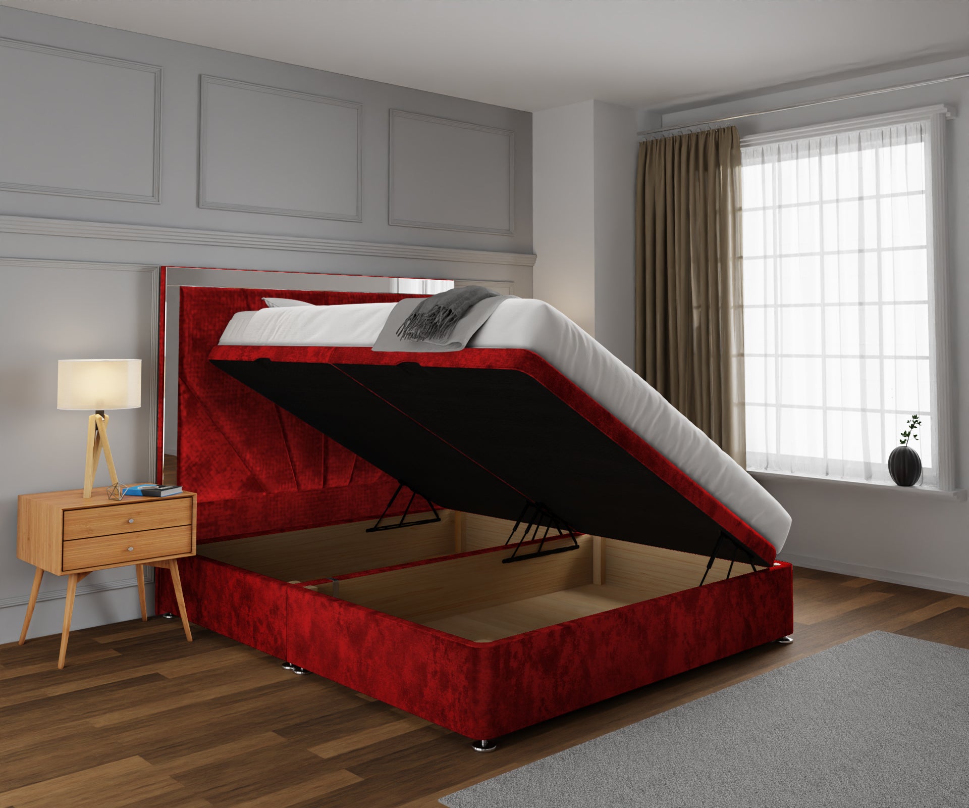 Chelsea Horizon Mirrored Ottoman Storage Divan Bed Set