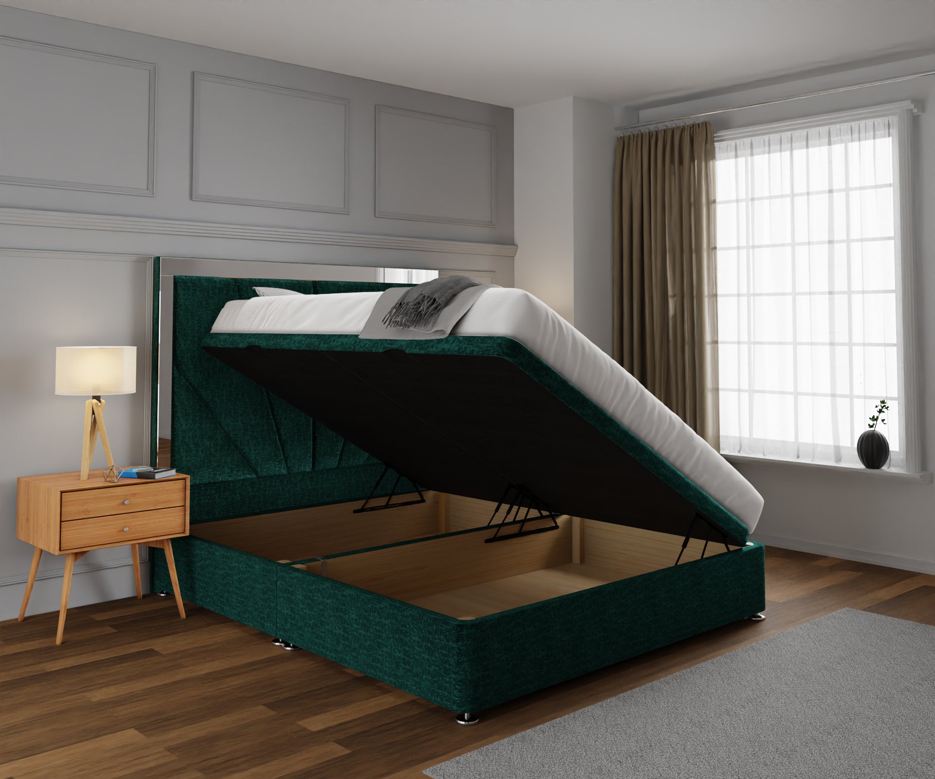 Chelsea Horizon Mirrored Ottoman Storage Divan Bed Set